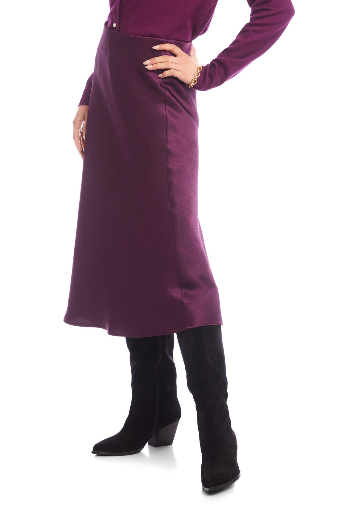 Womens Satin Bias Cut Midi Skirt 