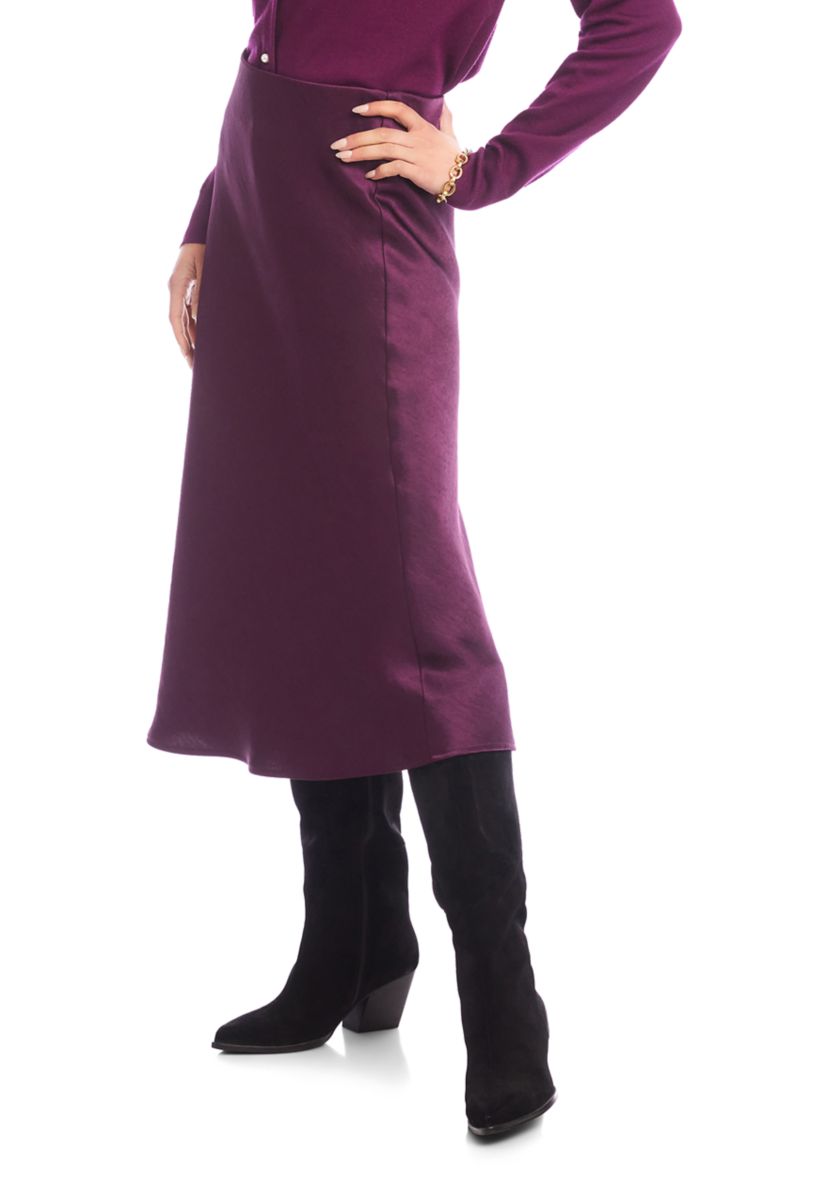 Womens Satin Bias Cut Midi Skirt 