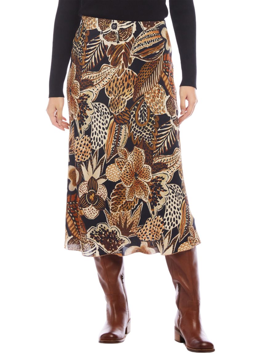 Petite Size Bias Cut Midi Skirt