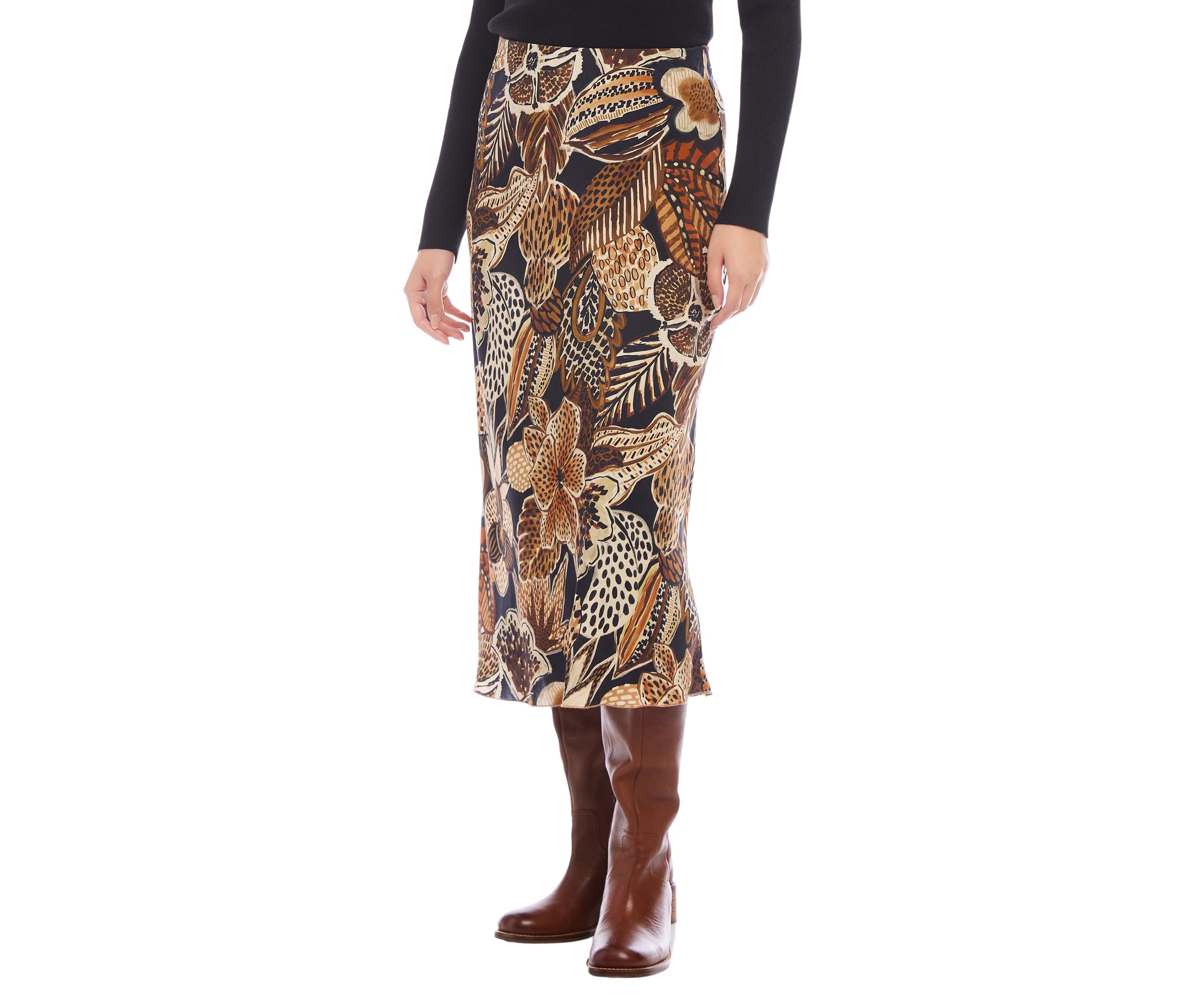 Petite Size Bias Cut Midi Skirt