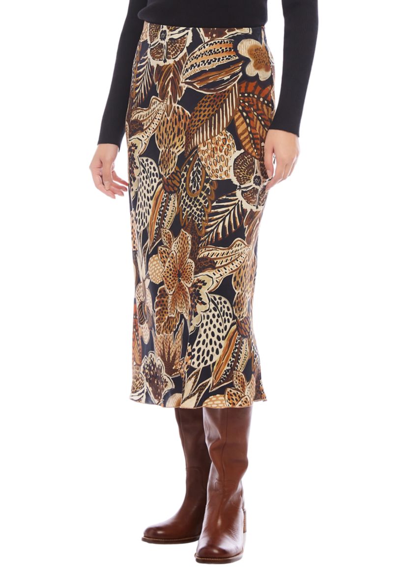 Petite Size Bias Cut Midi Skirt