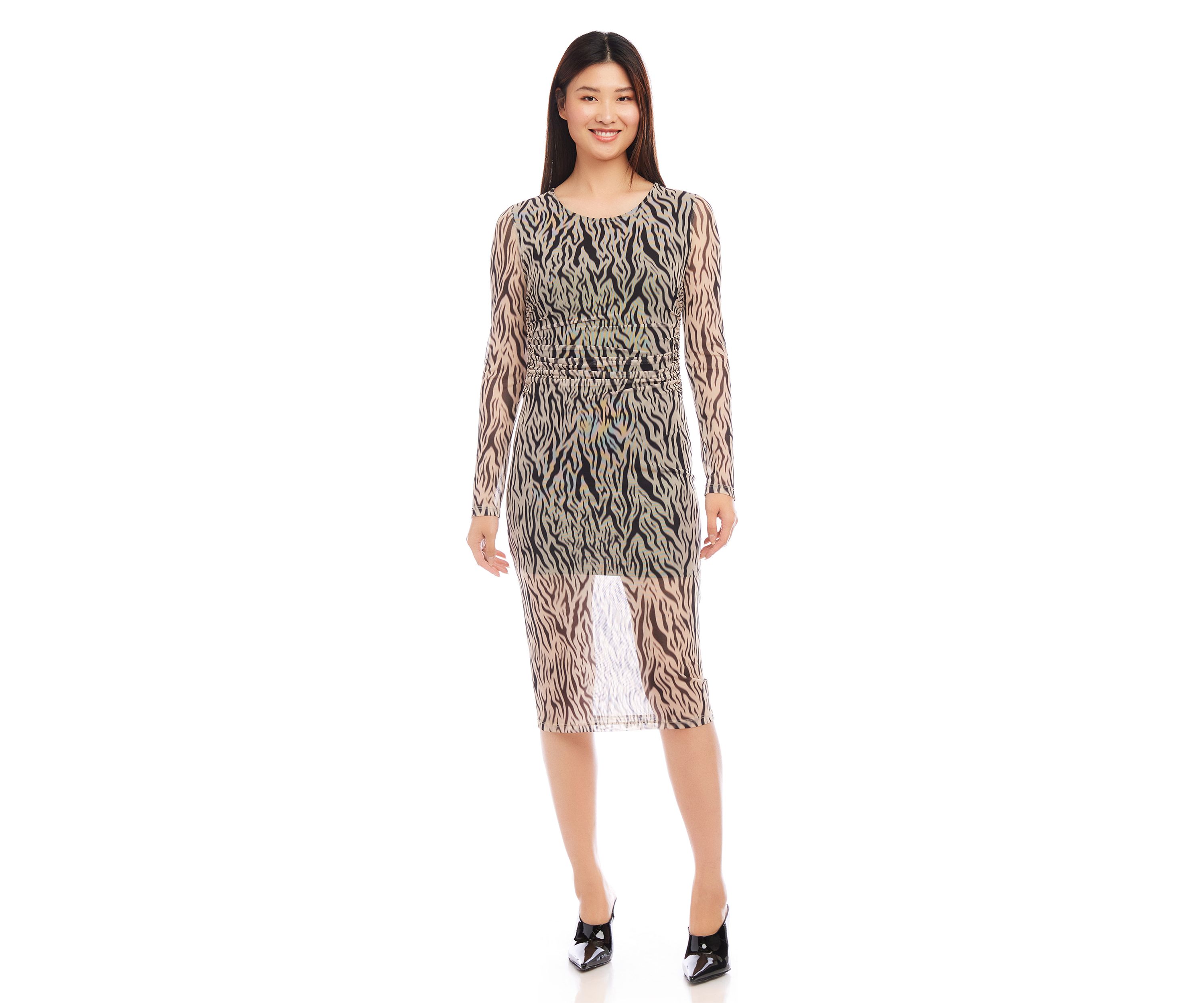 Womens Side Shirred Midi Dress