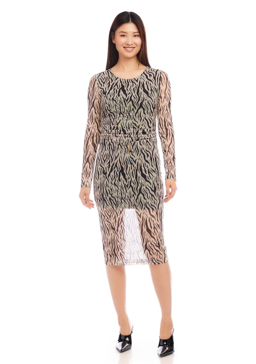 Womens Side Shirred Midi Dress