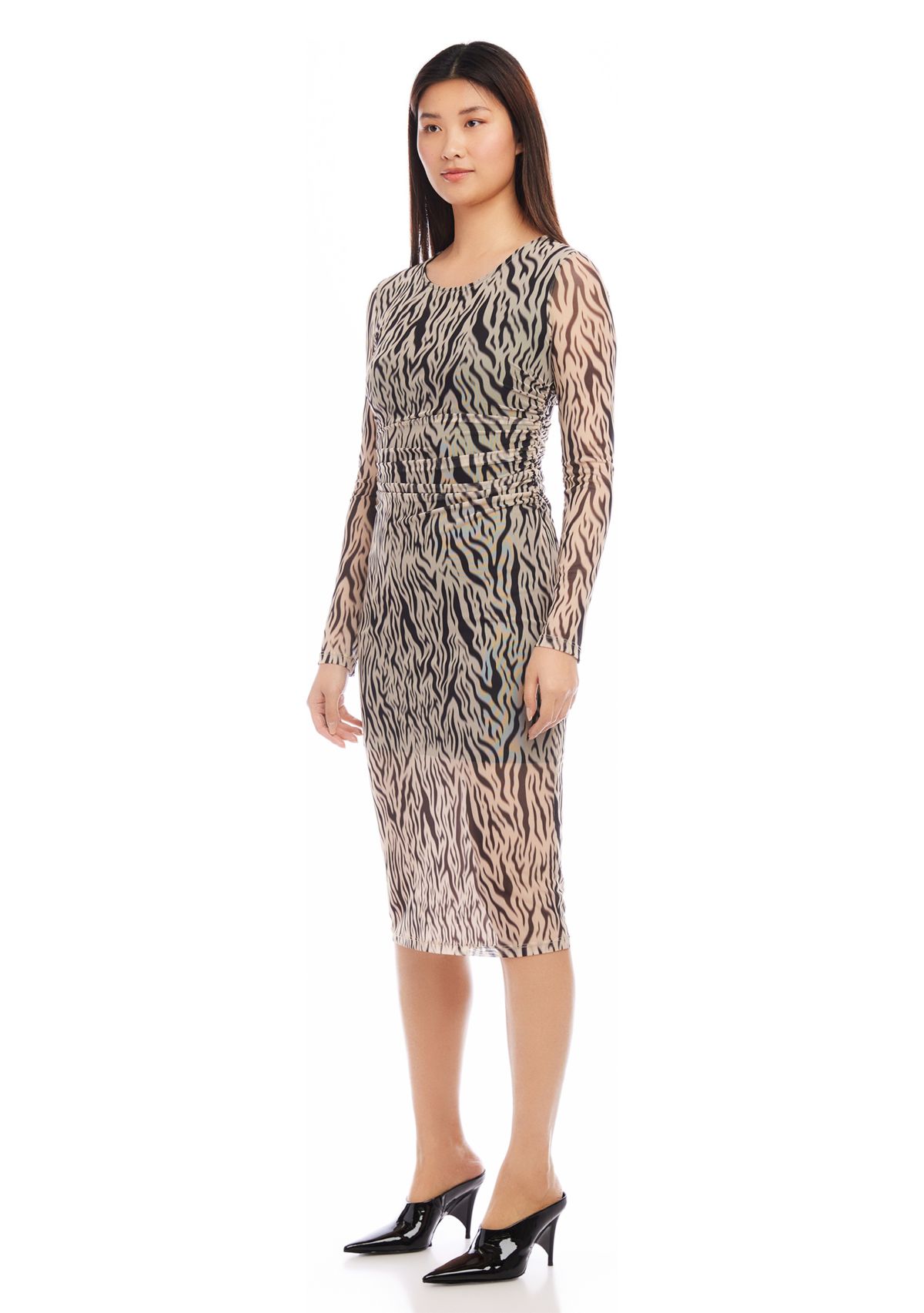 Womens Side Shirred Midi Dress