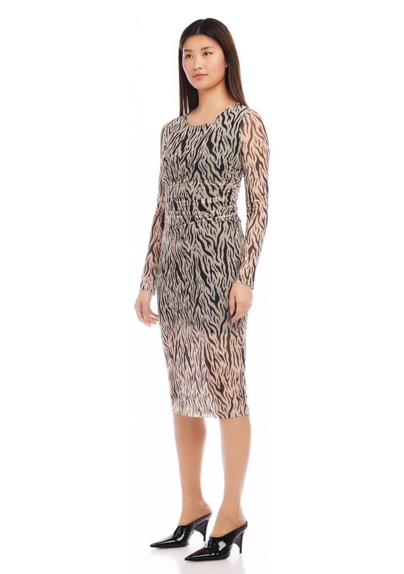 Womens Side Shirred Midi Dress