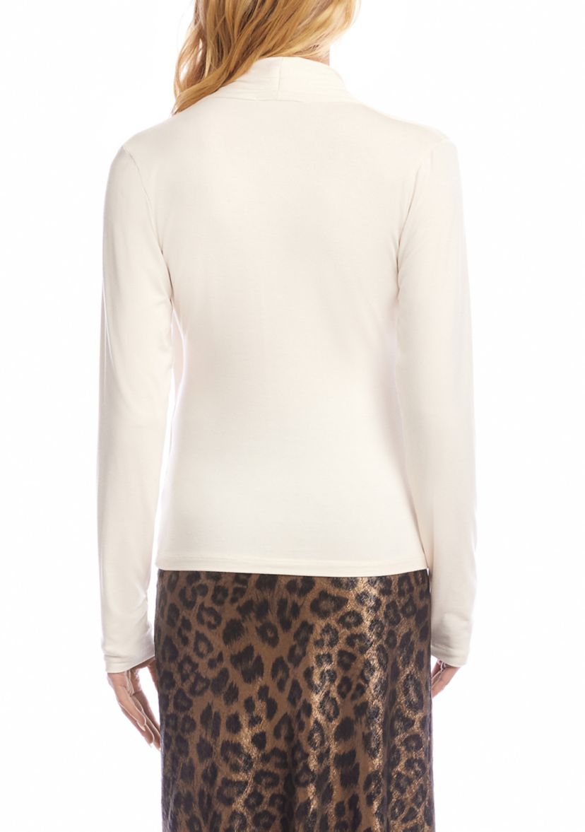 Petite Size Long Sleeve Crossover Side-Shirred Top