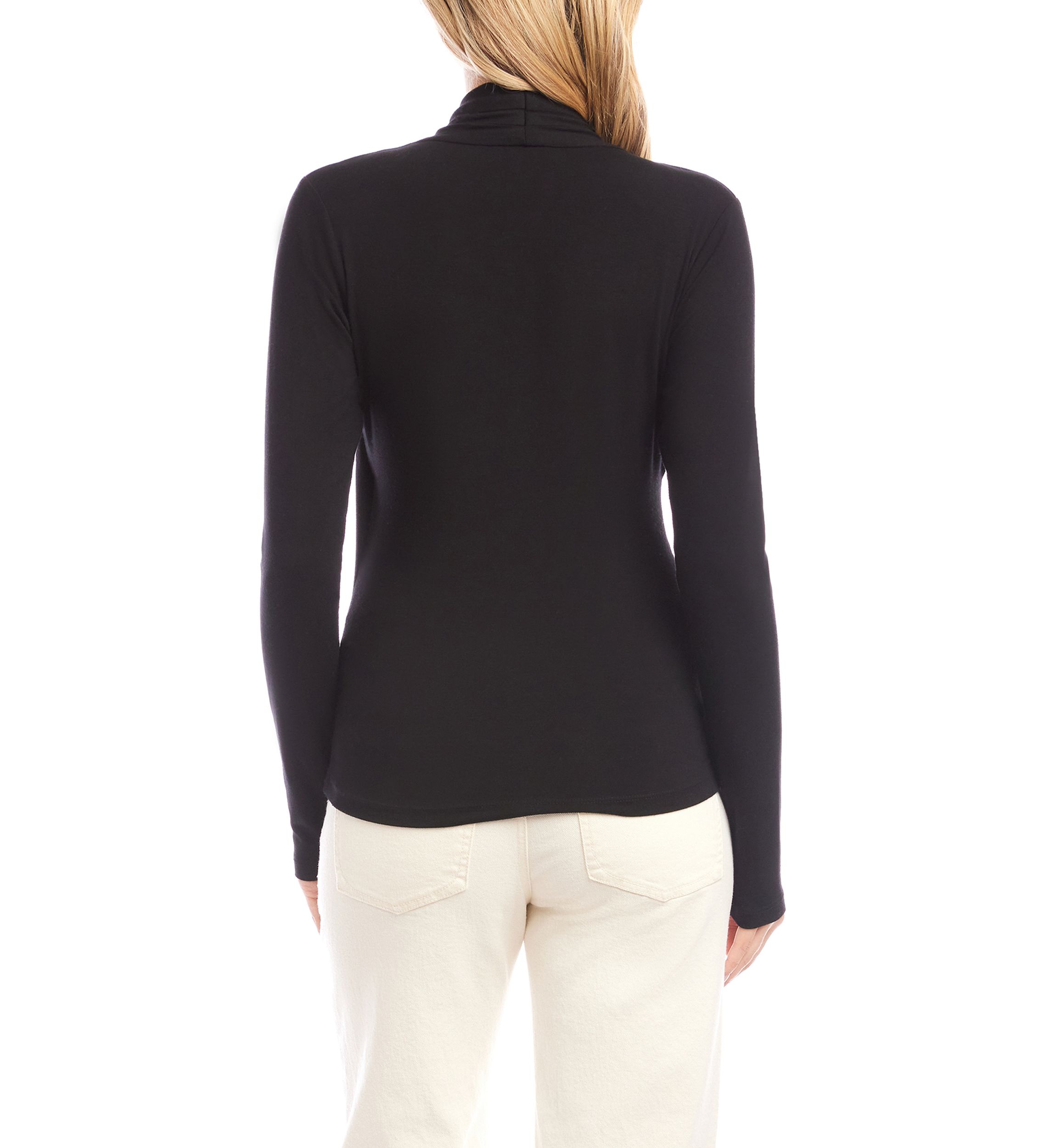 Womens Long Sleeve Crossover Side-Shirred Top