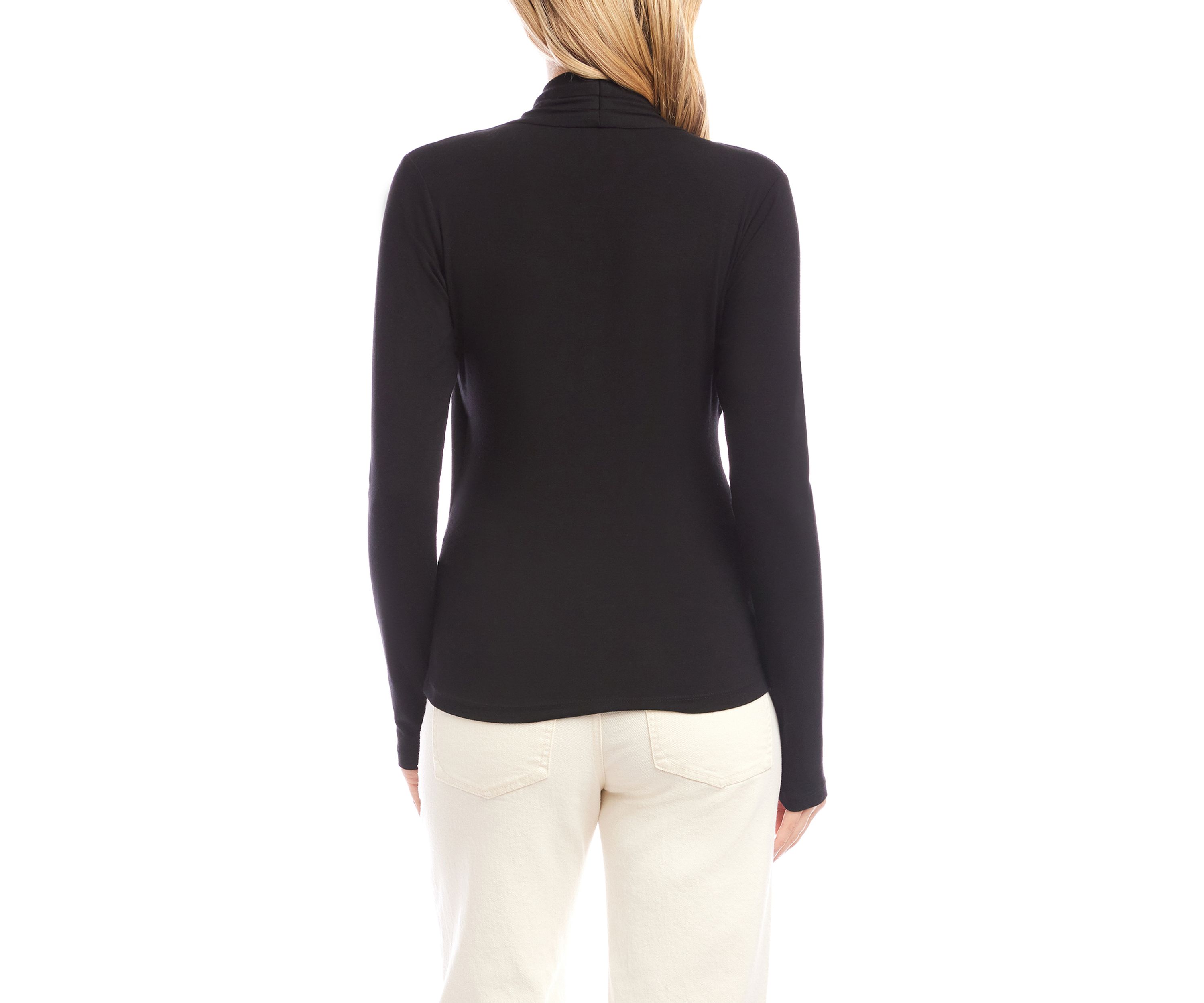 Womens Long Sleeve Crossover Side-Shirred Top