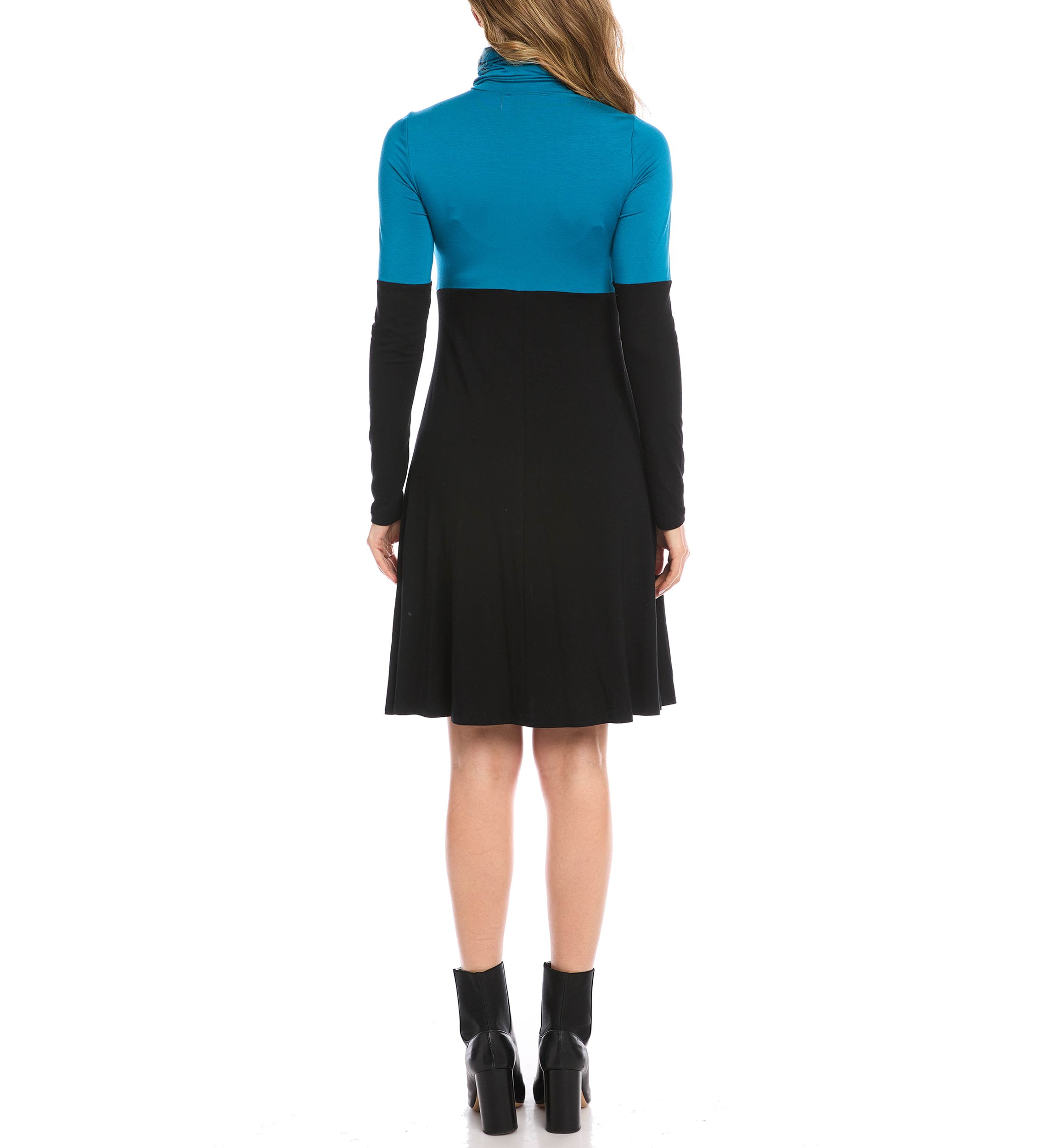 Womens Color Block Turtleneck Dress
