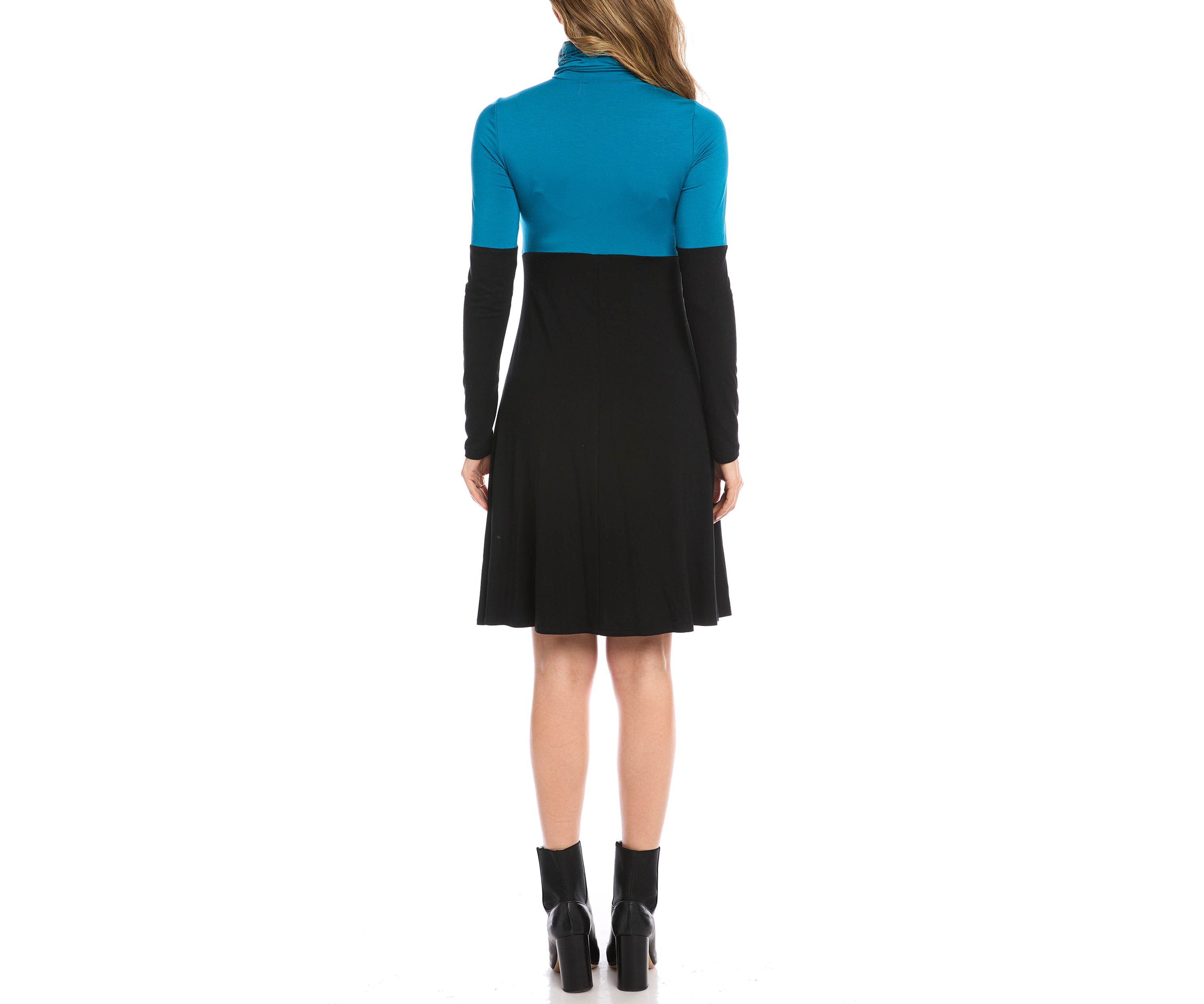 Womens Color Block Turtleneck Dress