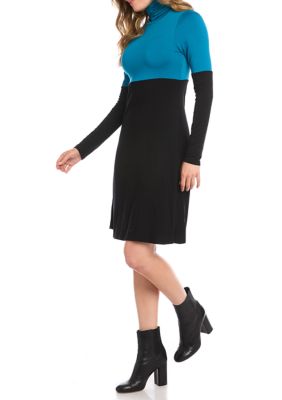 Women's Color Block Turtleneck Dress