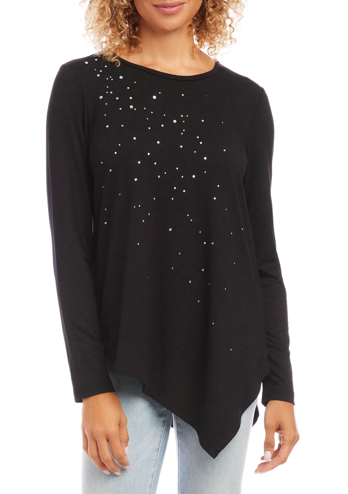 Petite Size Embellished Asymmetric Top