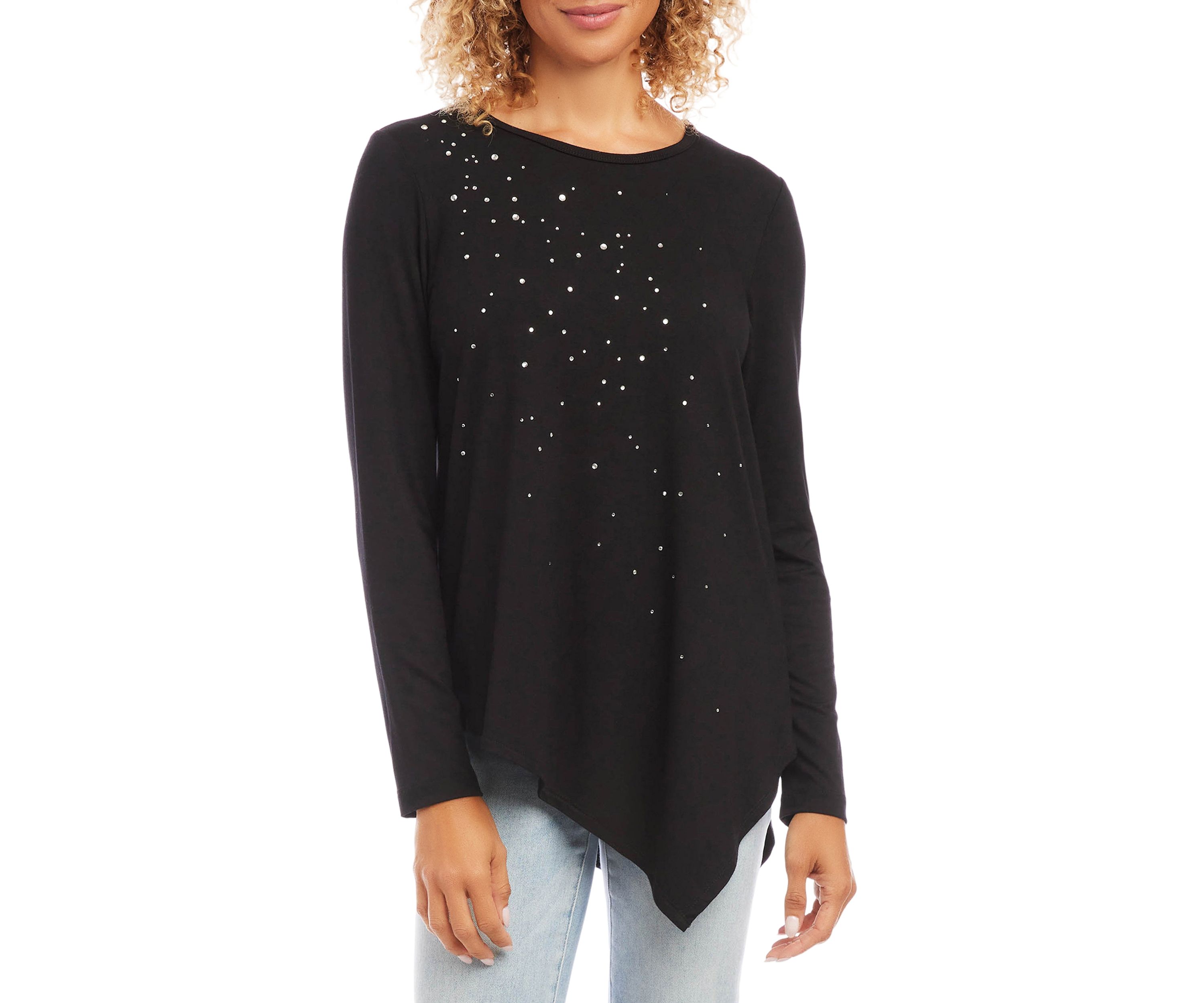 Petite Size Embellished Asymmetric Top