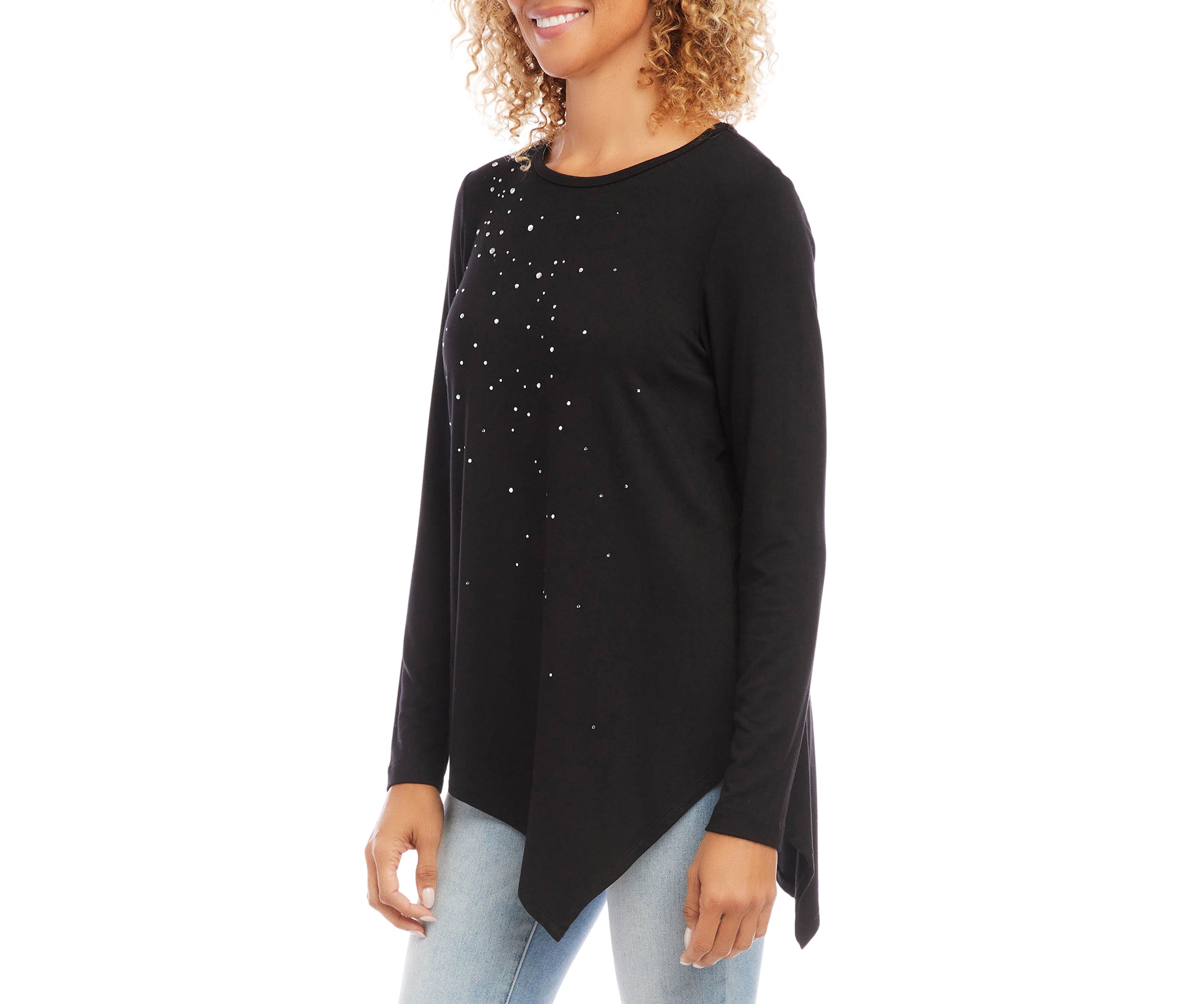 Petite Size Embellished Asymmetric Top