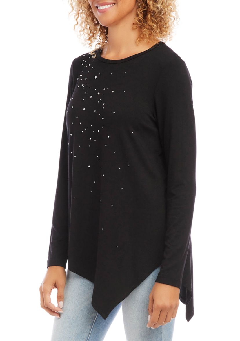 Petite Size Embellished Asymmetric Top