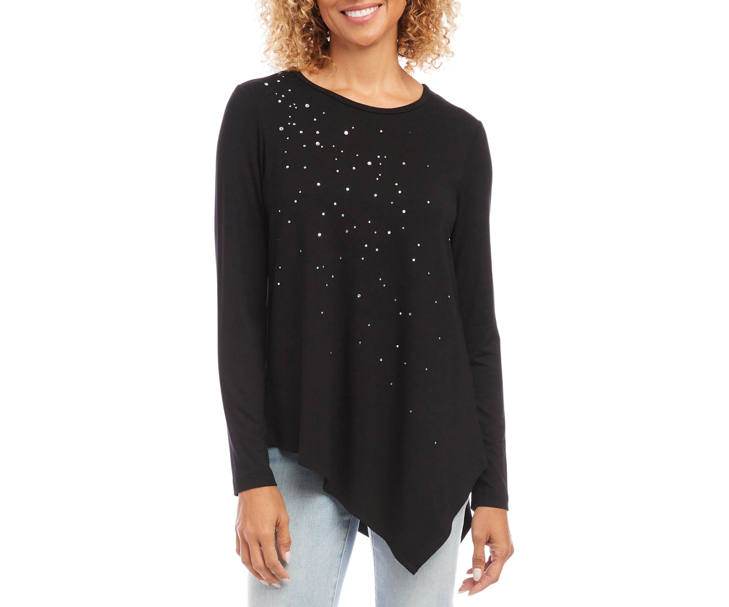 Petite Size Embellished Asymmetric Top