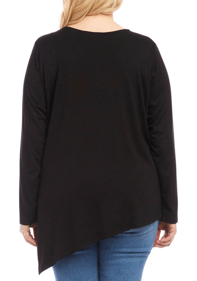 Plus Size Embellished Asymmetric Top