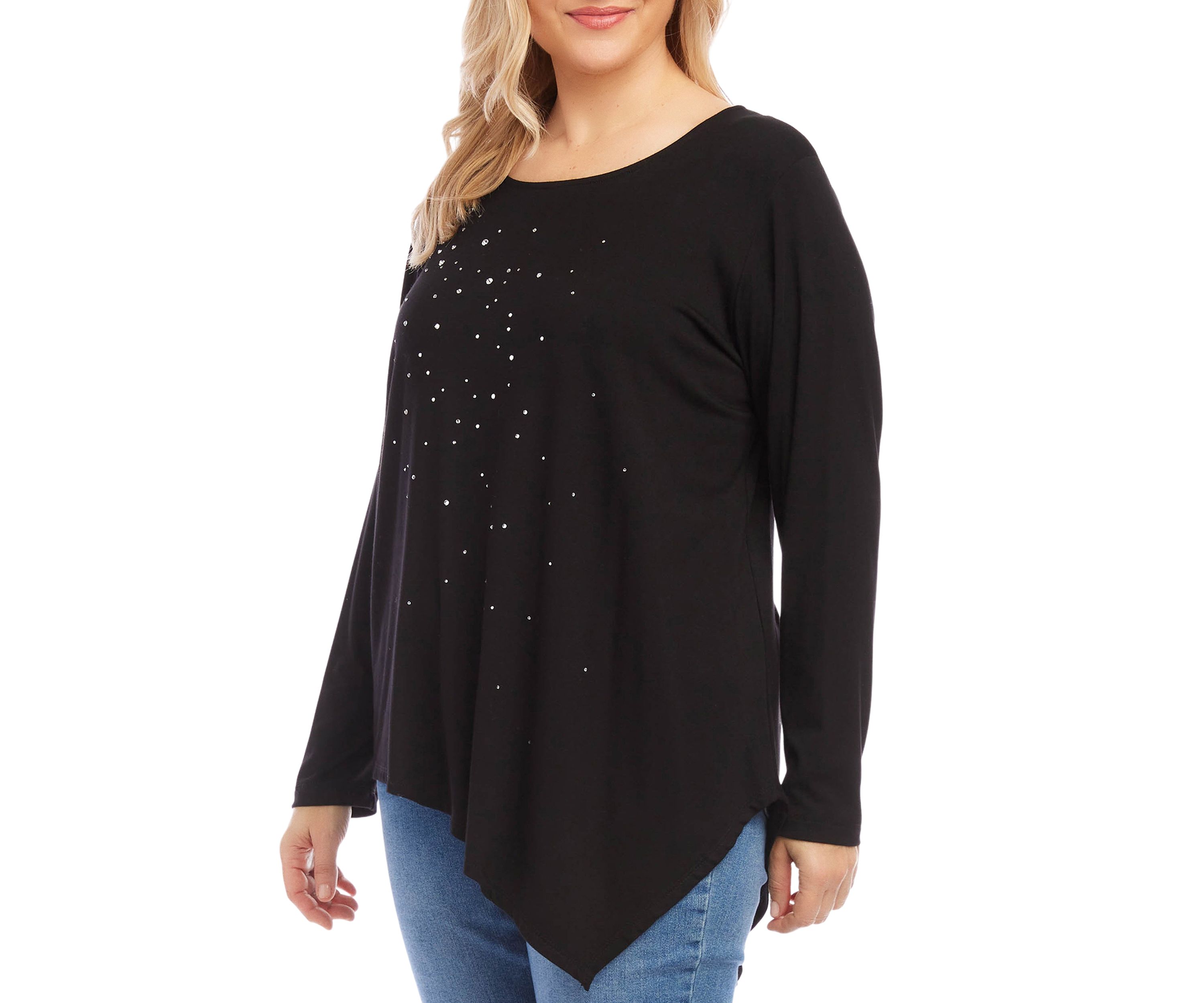Plus Size Embellished Asymmetric Top