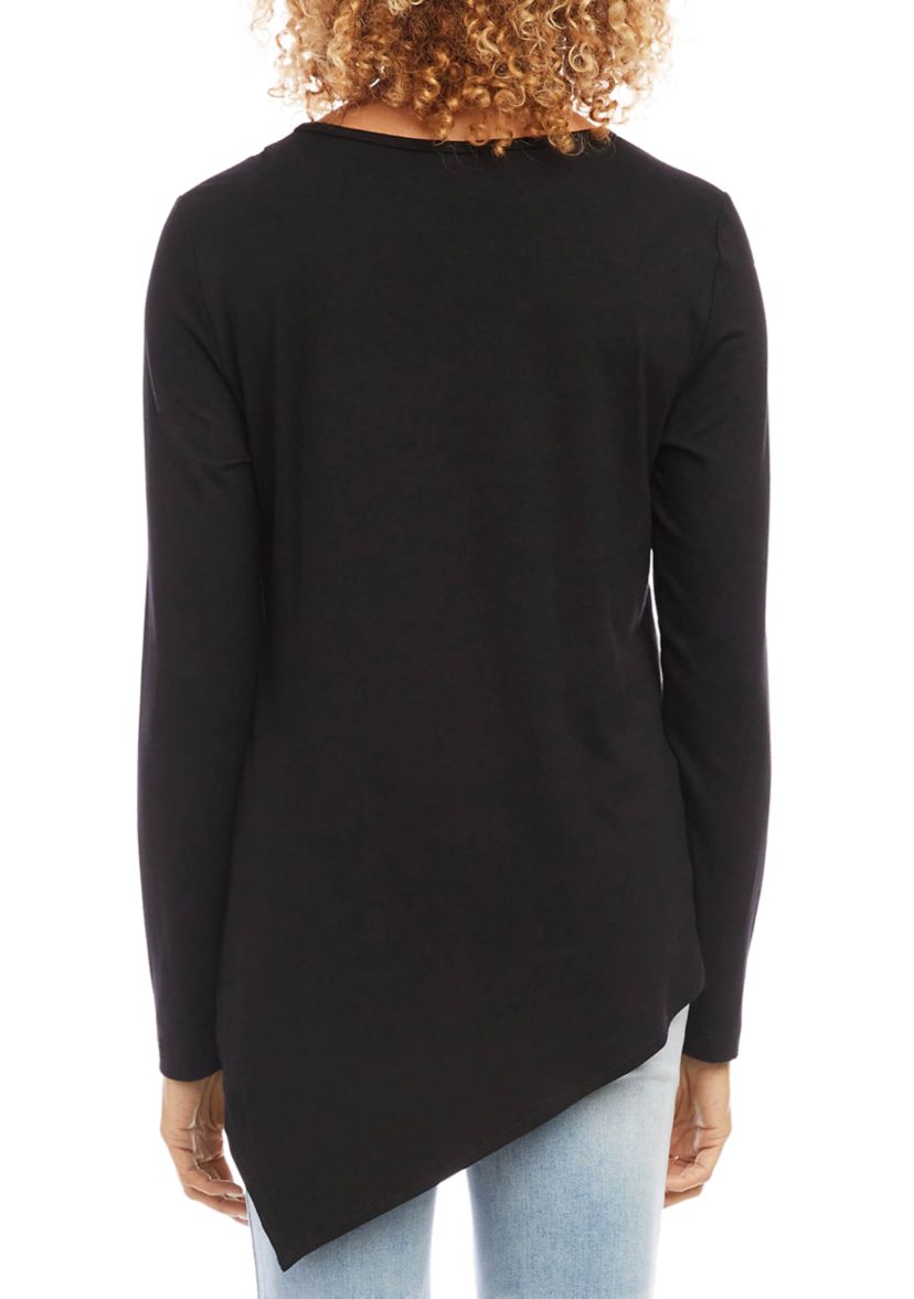 Womens Embellished Asymmetric Top