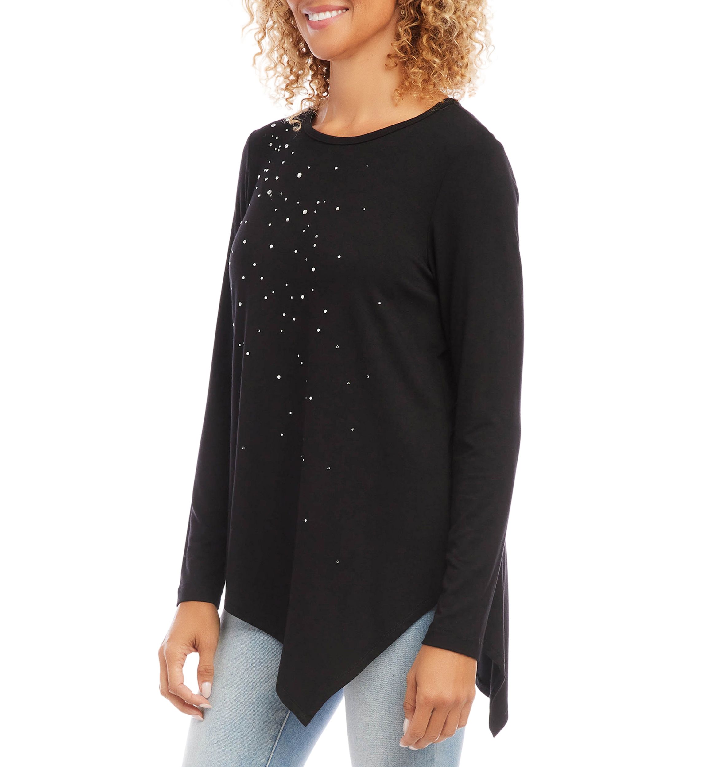 Womens Embellished Asymmetric Top