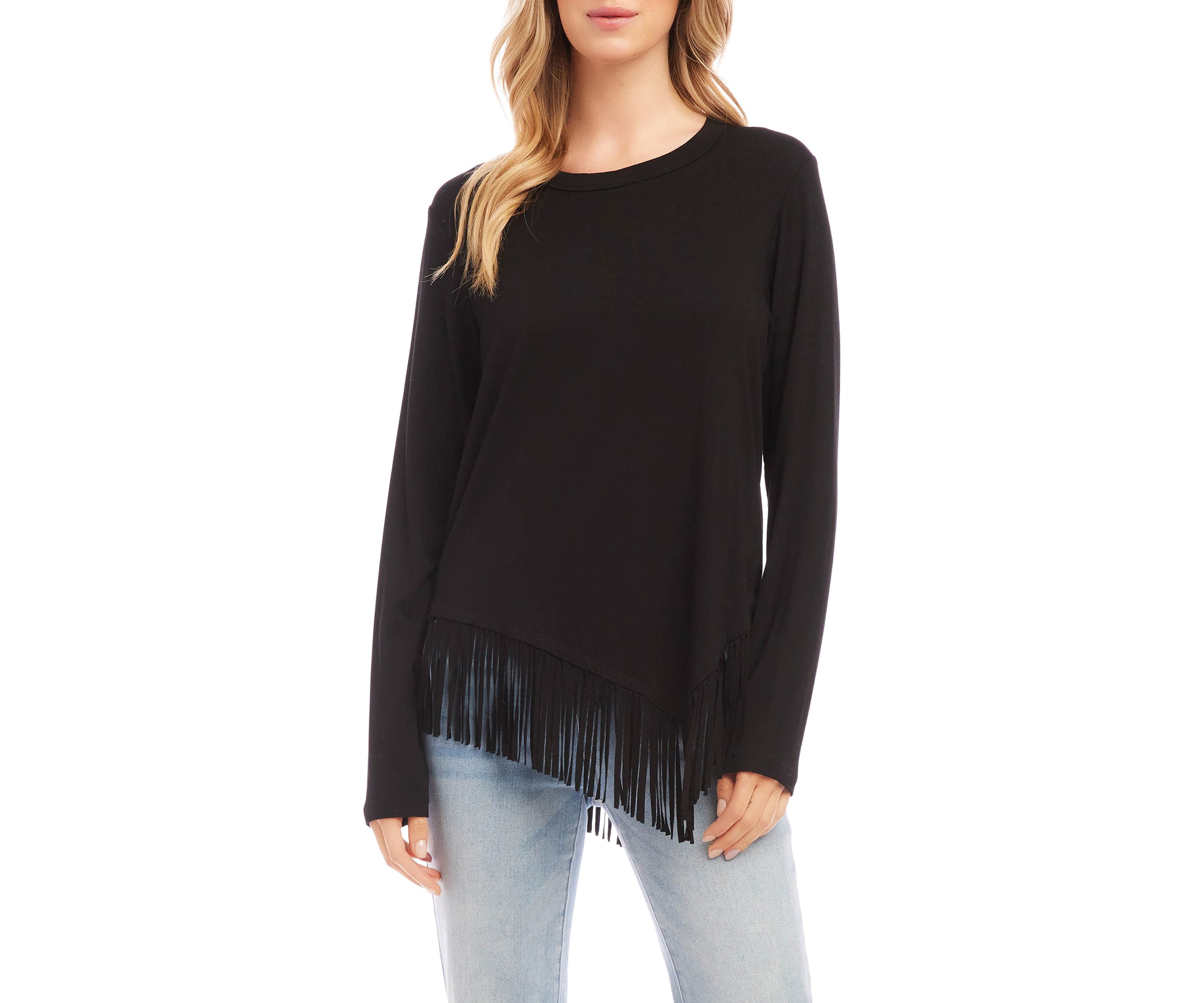 Petite Size Asymmetric Fringe Top