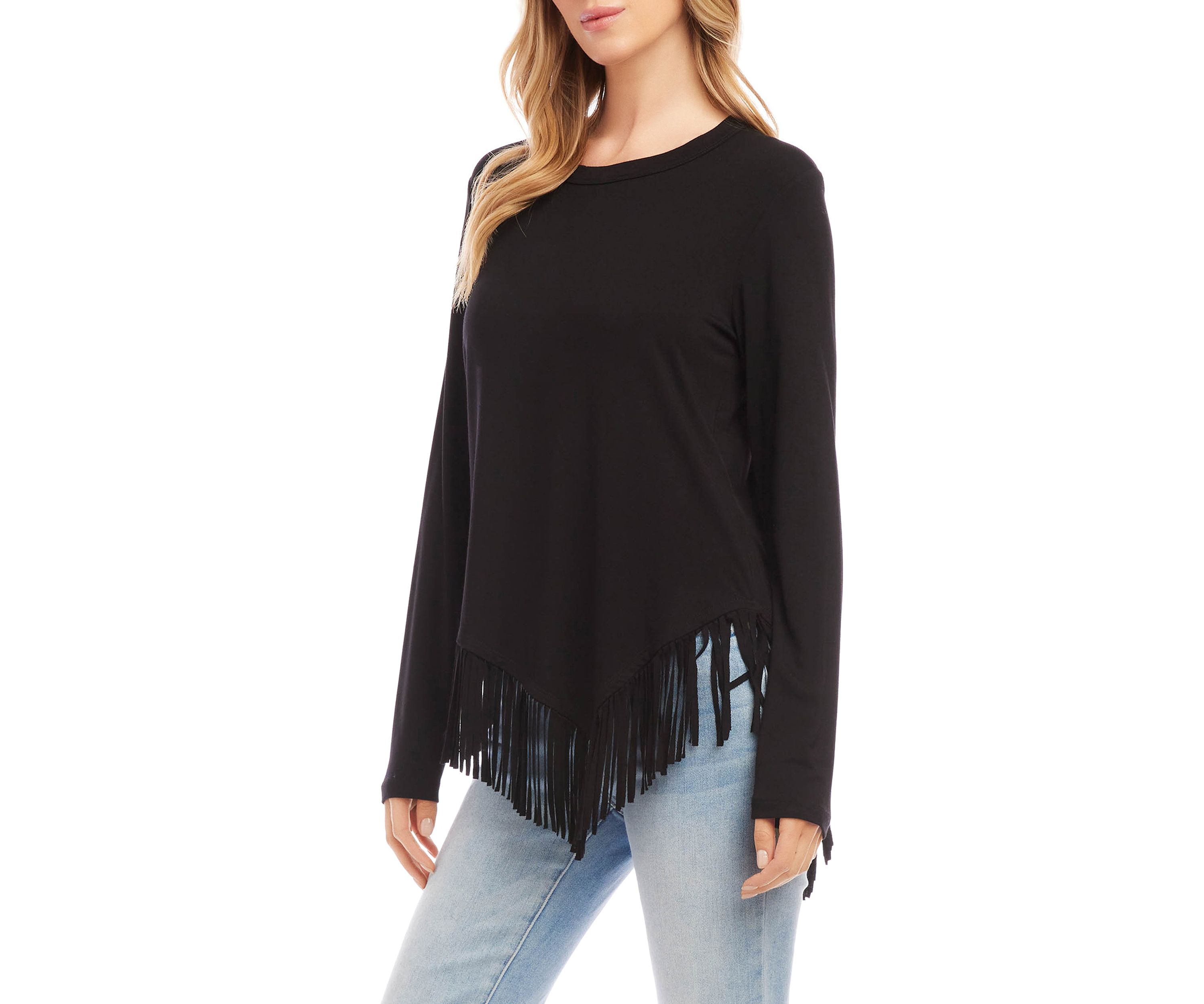 Petite Size Asymmetric Fringe Top