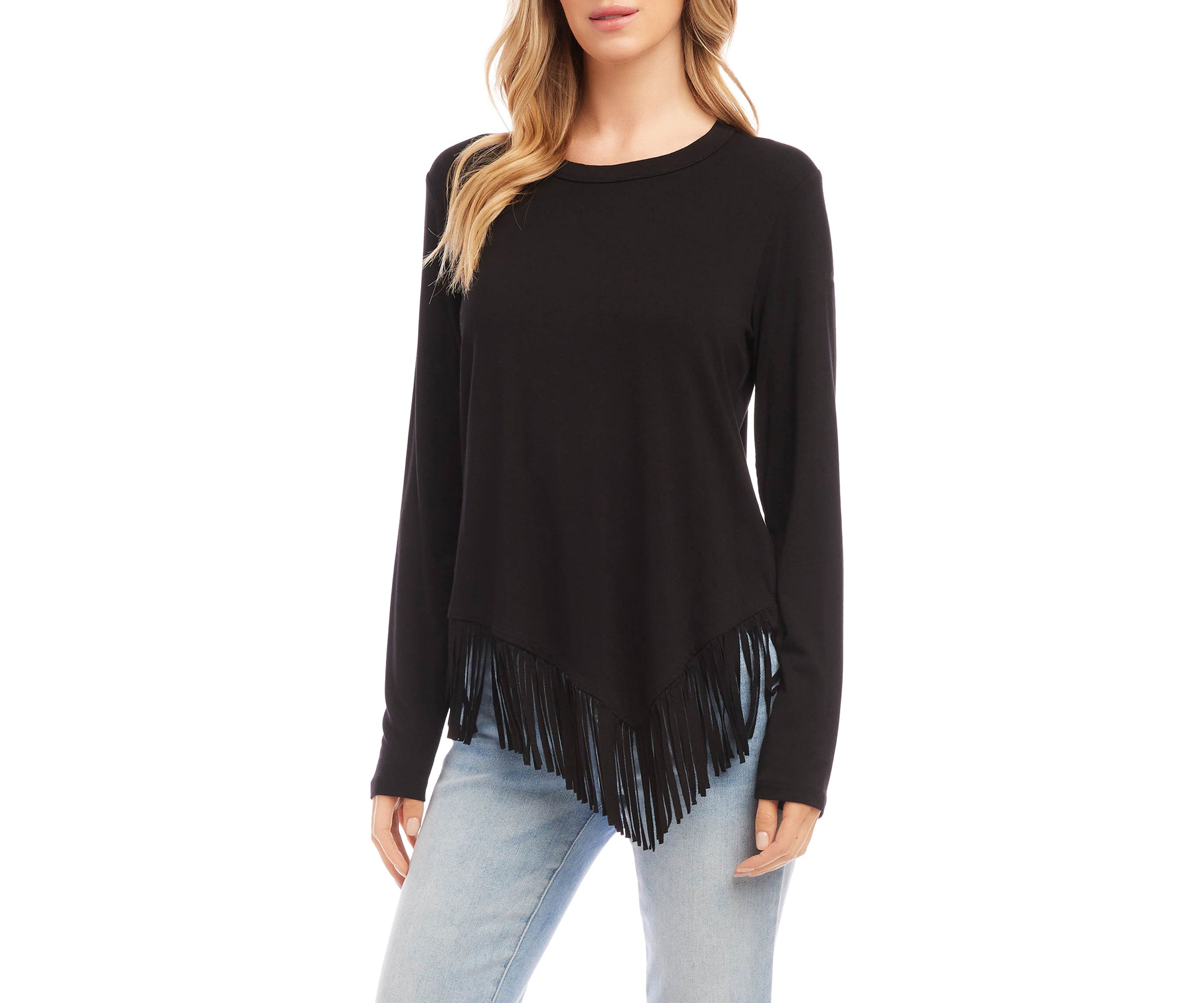 Petite Size Asymmetric Fringe Top