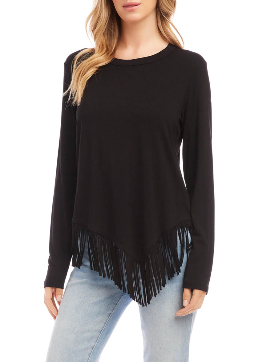 Petite Size Asymmetric Fringe Top