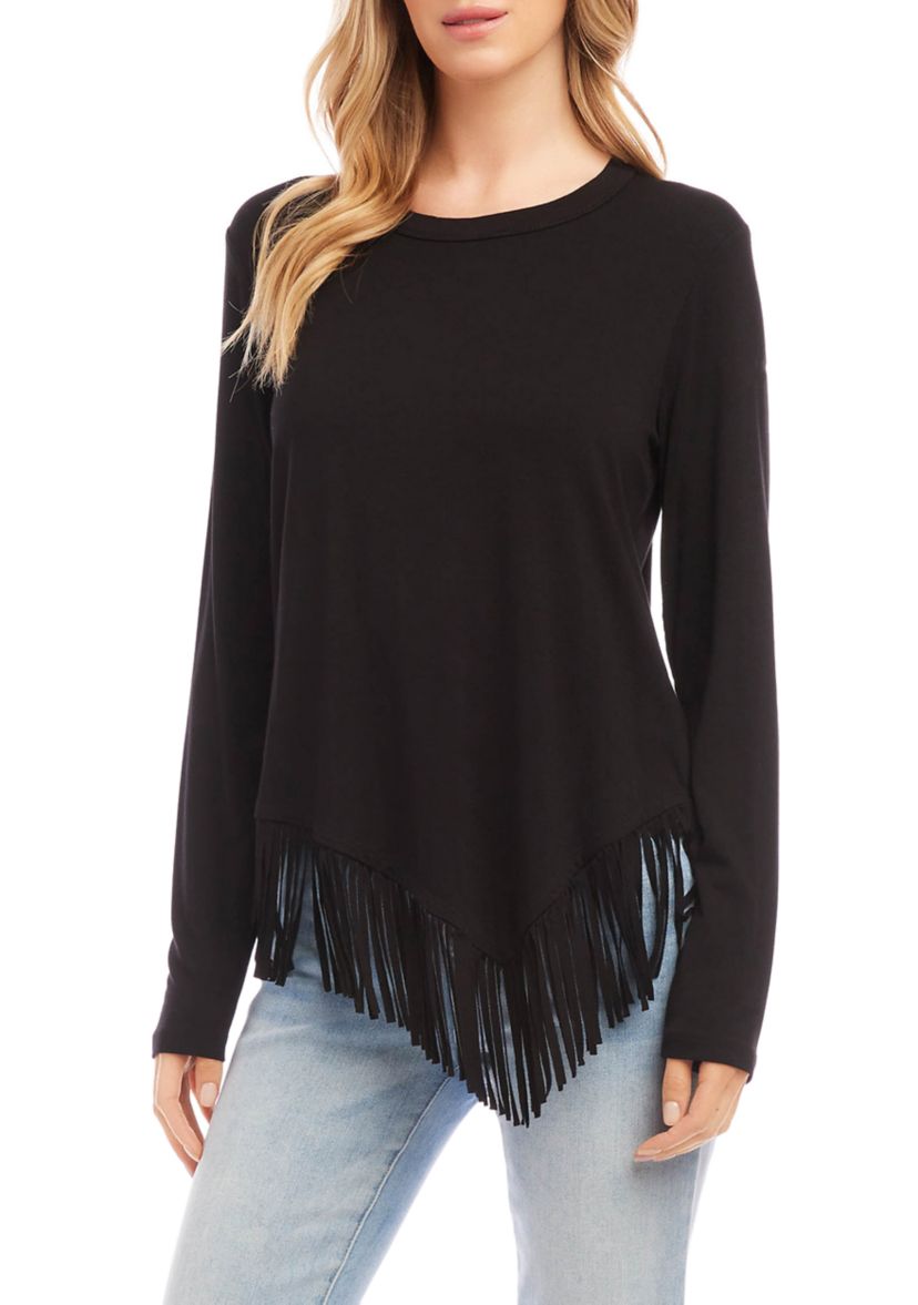 Womens Asymmetric Fringe Top