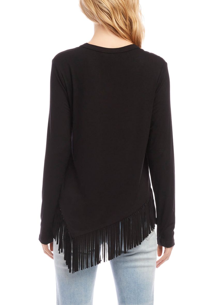 Womens Asymmetric Fringe Top