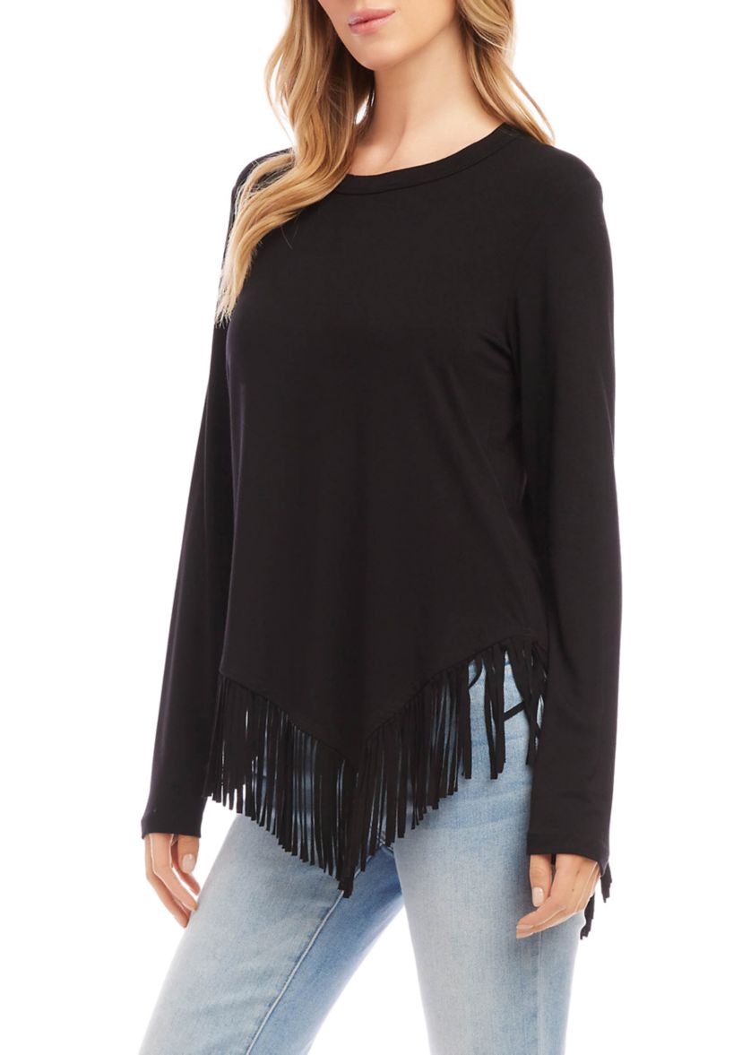 Womens Asymmetric Fringe Top