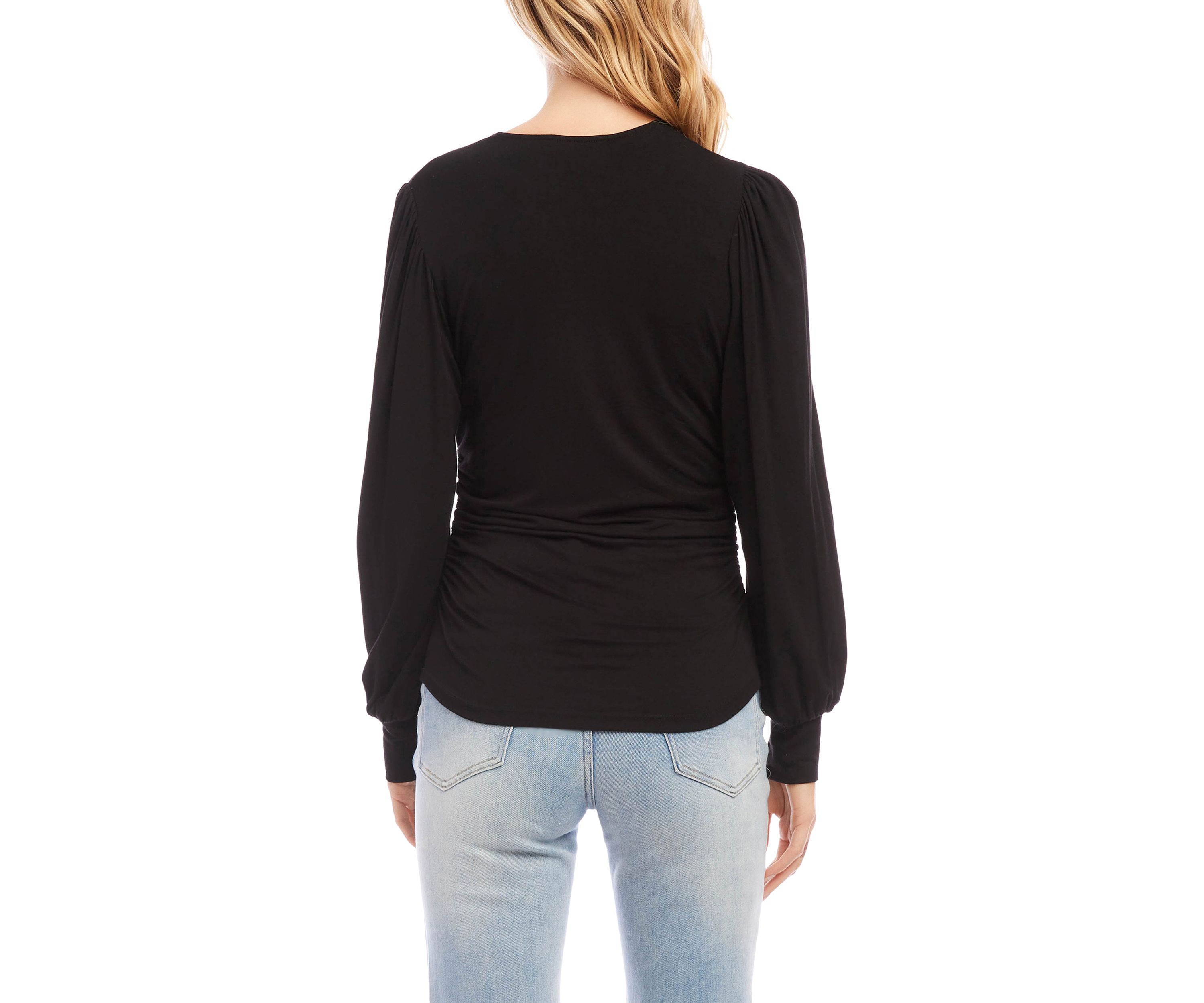 Womens Shirred V-Neck Top