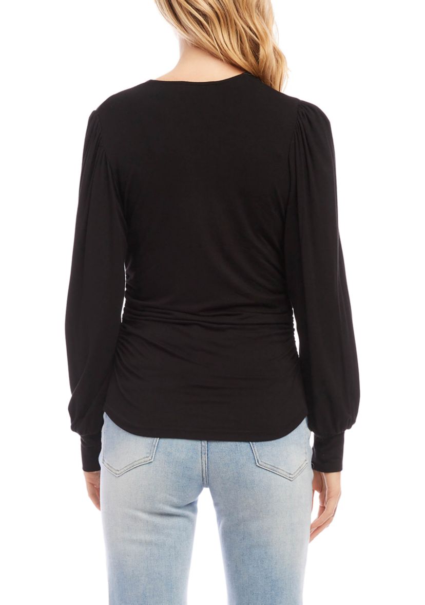 Womens Shirred V-Neck Top