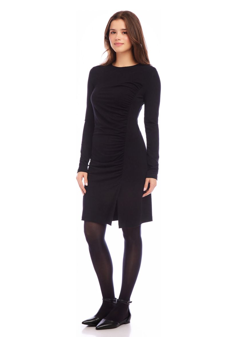 Petite Size Shirred Long Sleeve Dress