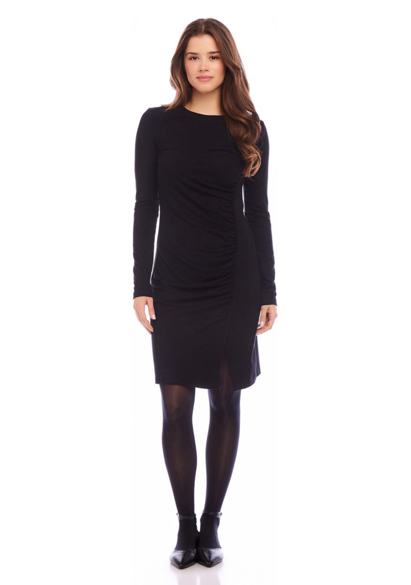 Womens Shirred Long Sleeve Dress