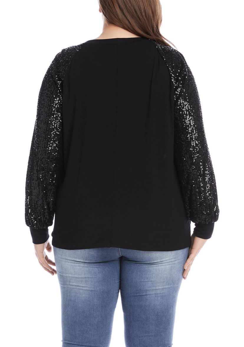 Plus Size Contrast Twist Front Top