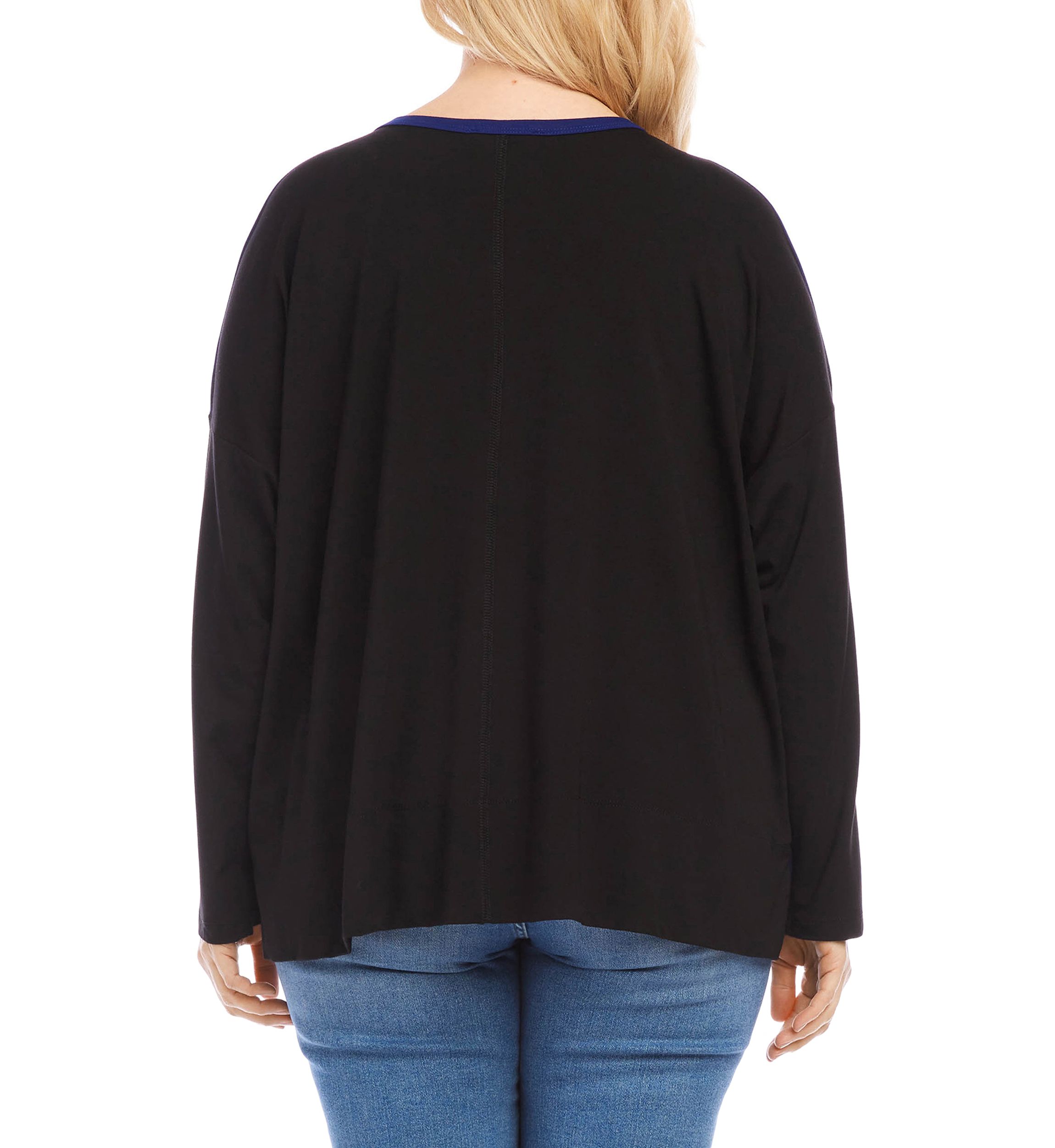 Plus Size Color Block V-Neck Top