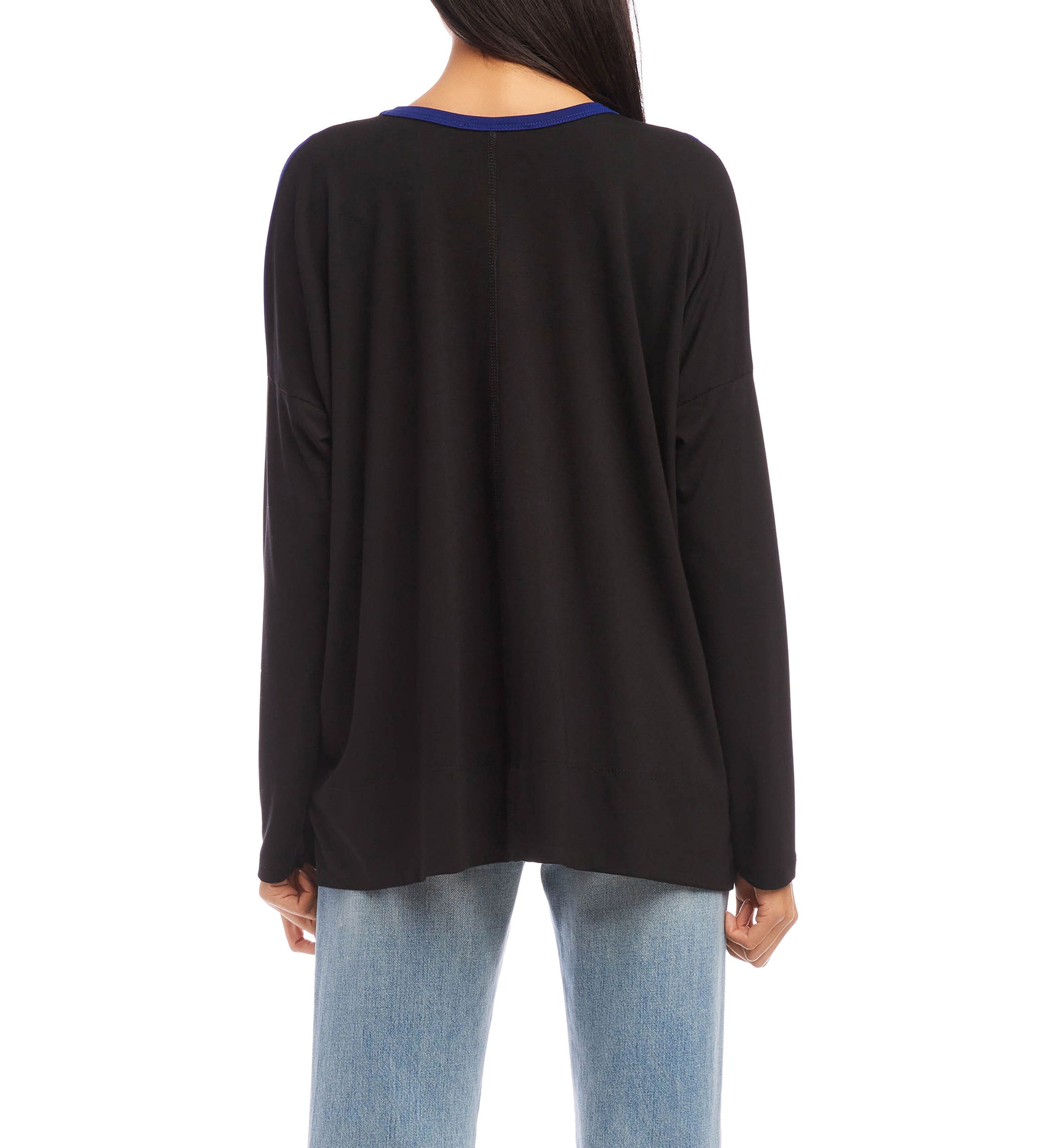 Womens Color Block V-Neck Top