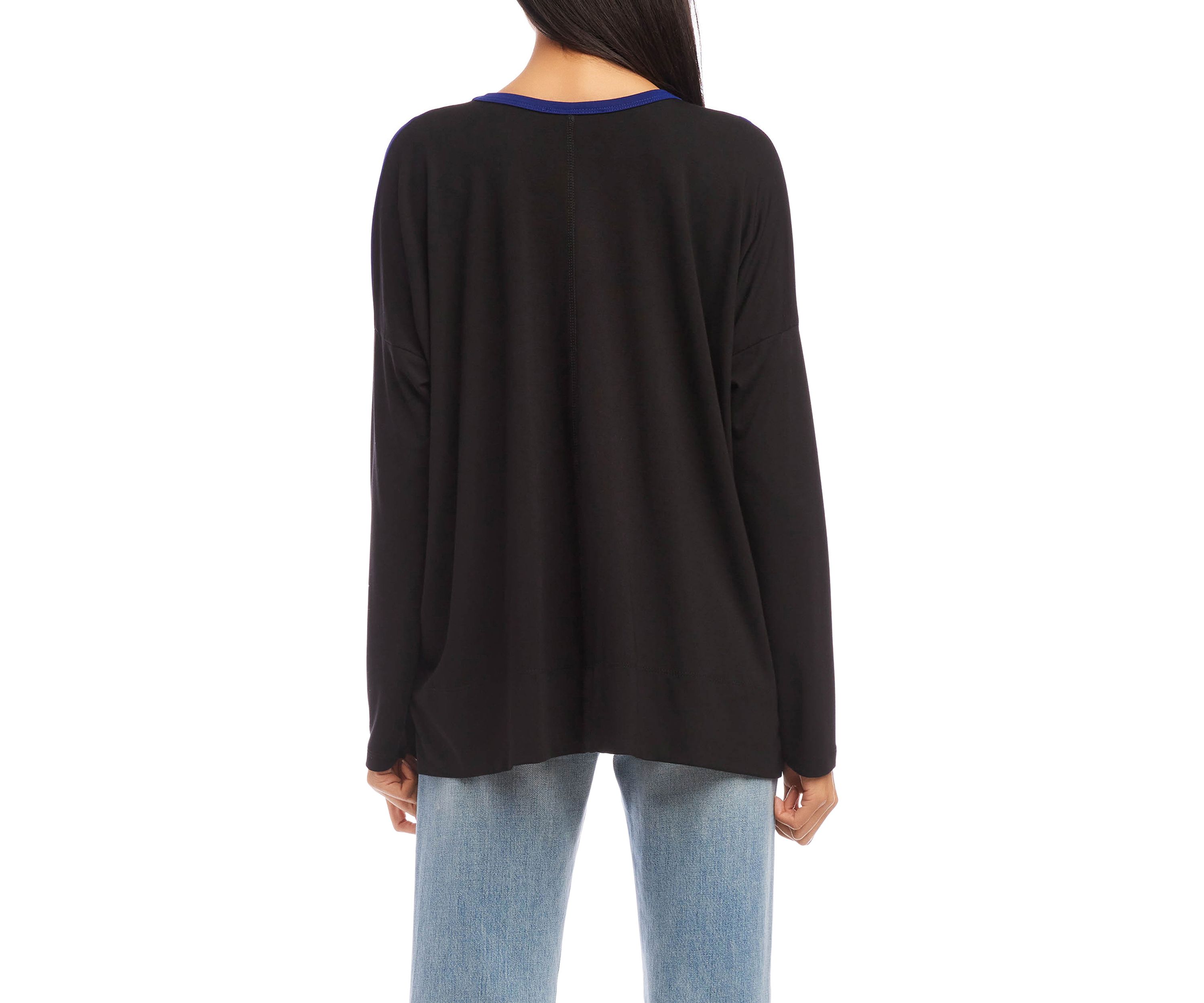 Womens Color Block V-Neck Top