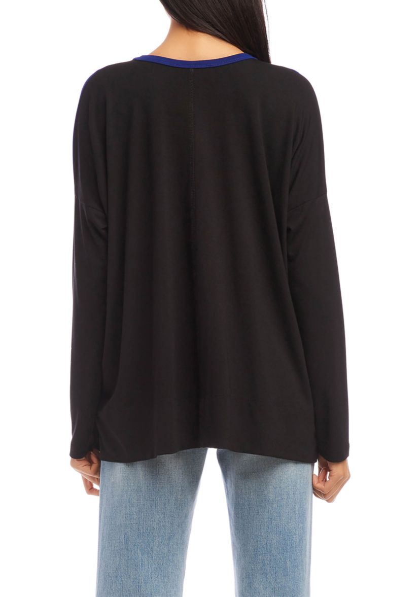 Womens Color Block V-Neck Top
