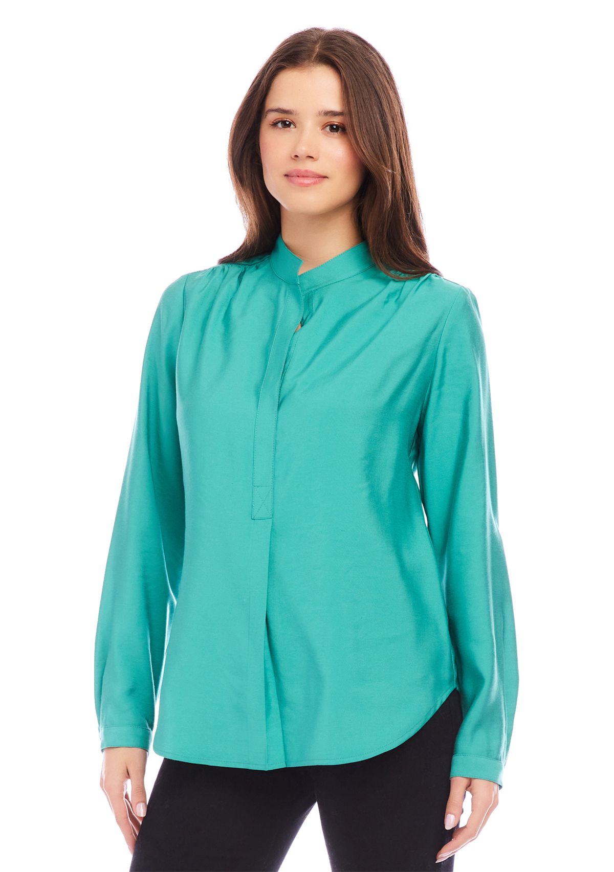 Womens Long Sleeve Placket Top