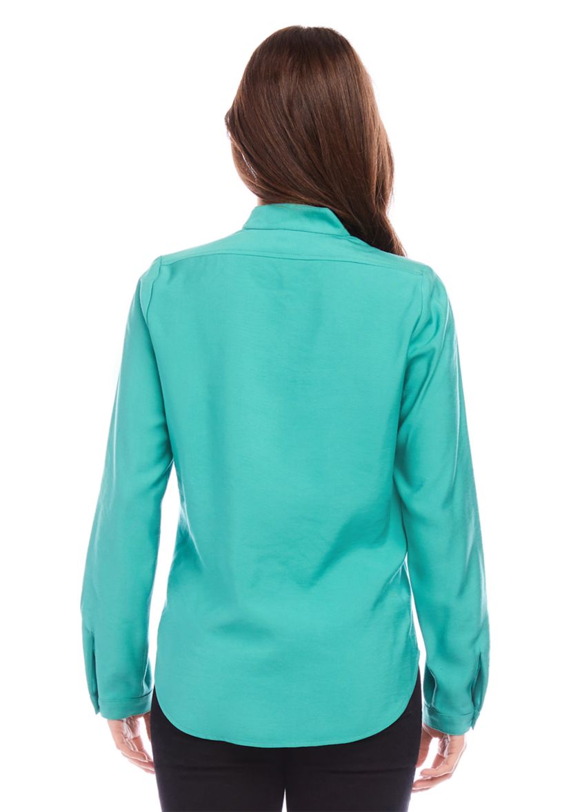 Womens Long Sleeve Placket Top