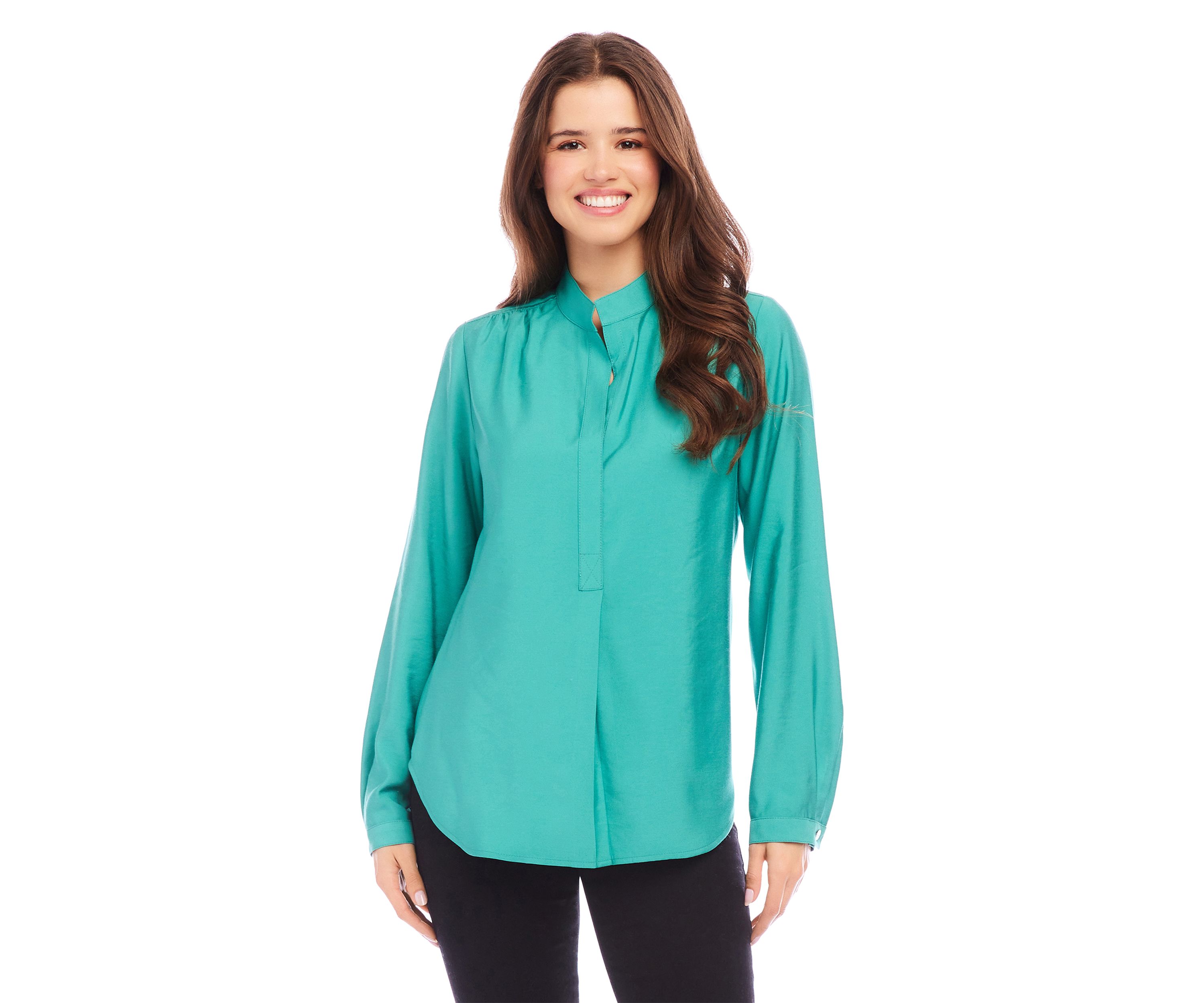 Womens Long Sleeve Placket Top