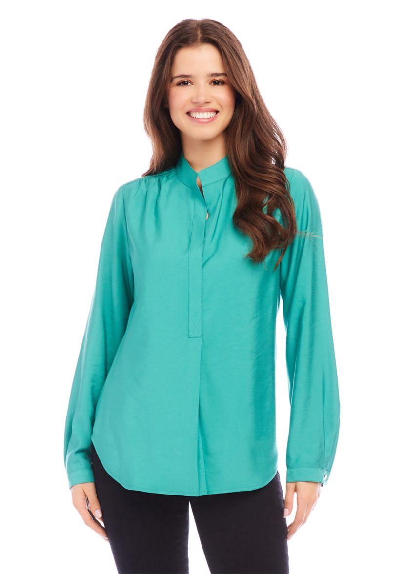 Womens Long Sleeve Placket Top
