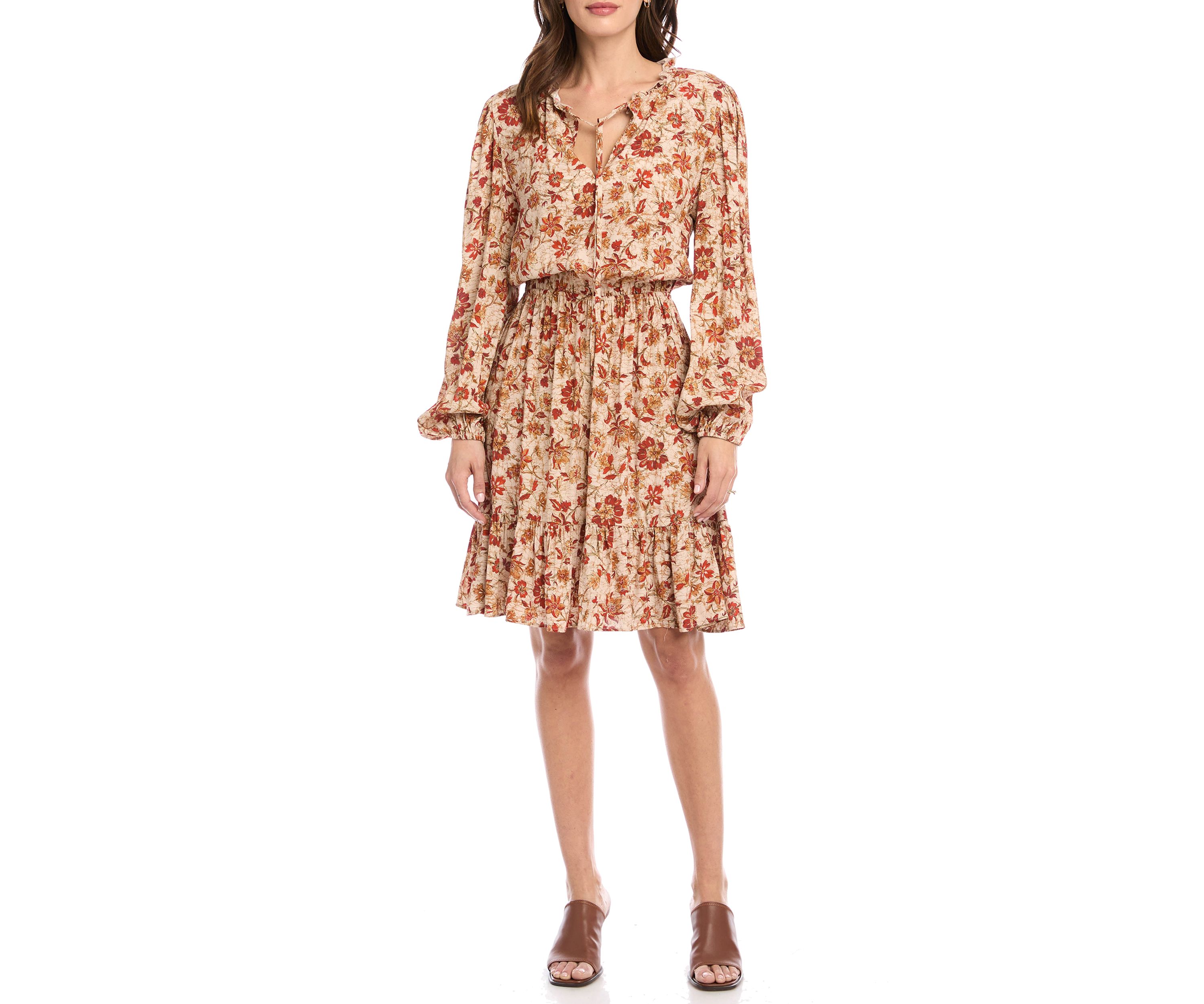 Womens Long Sleeve Tiered Dress