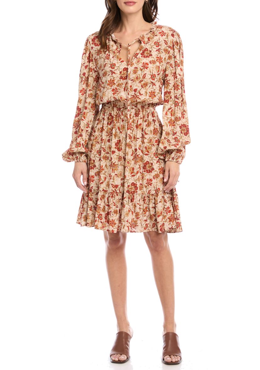 Womens Long Sleeve Tiered Dress