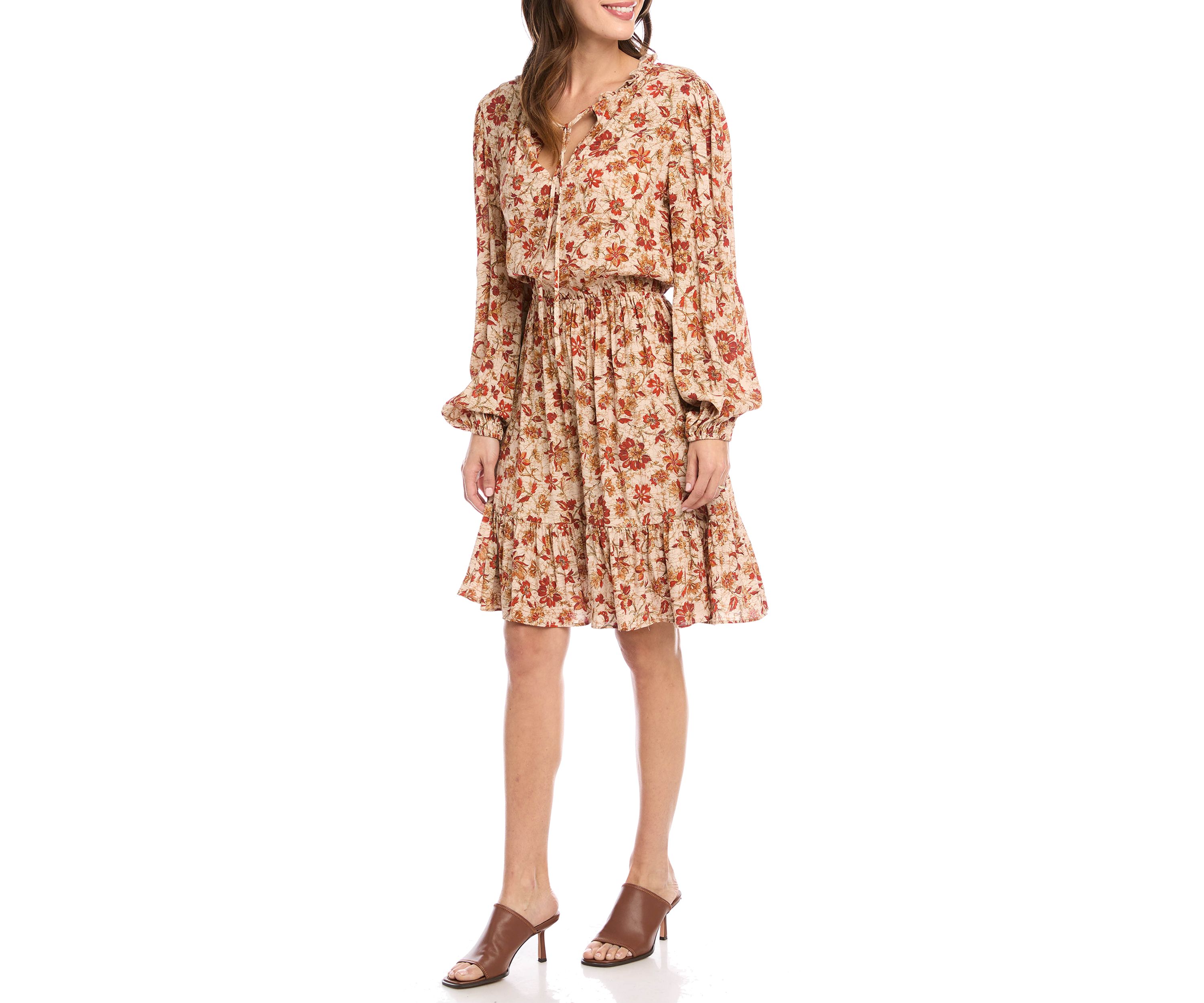 Womens Long Sleeve Tiered Dress