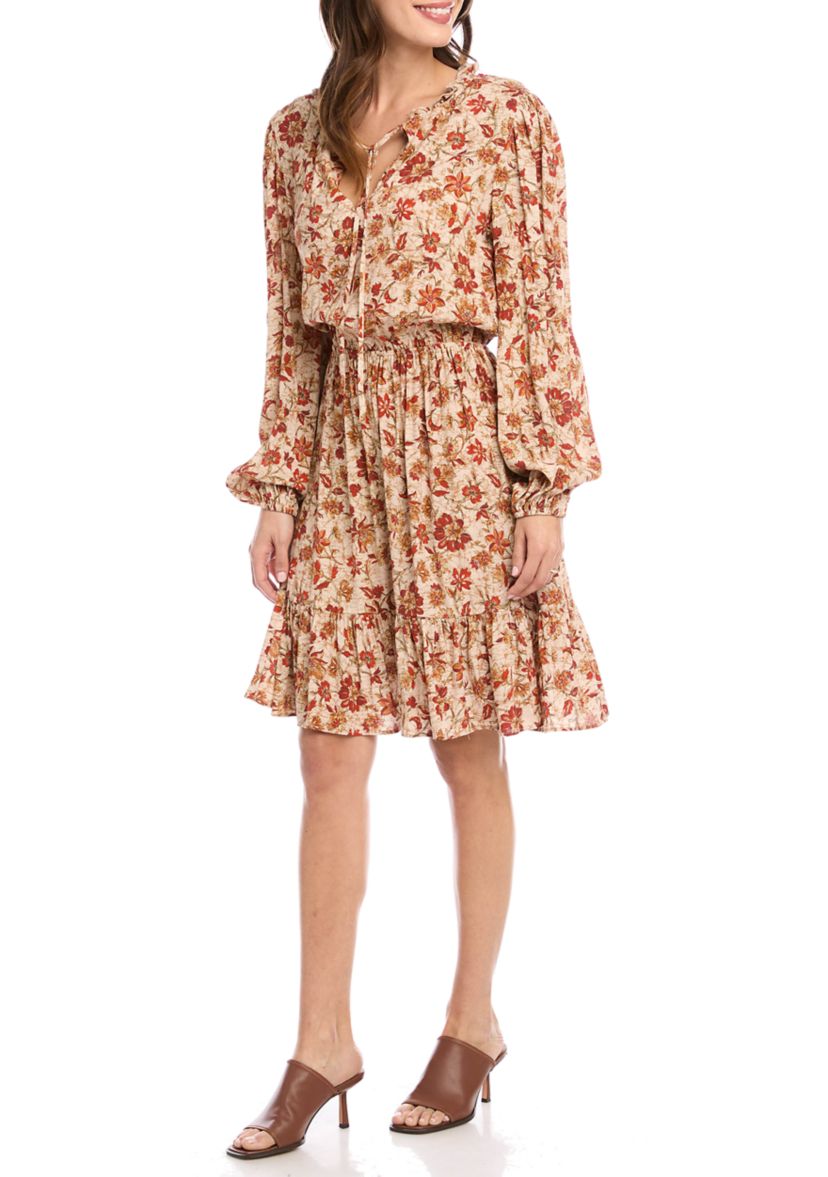 Womens Long Sleeve Tiered Dress