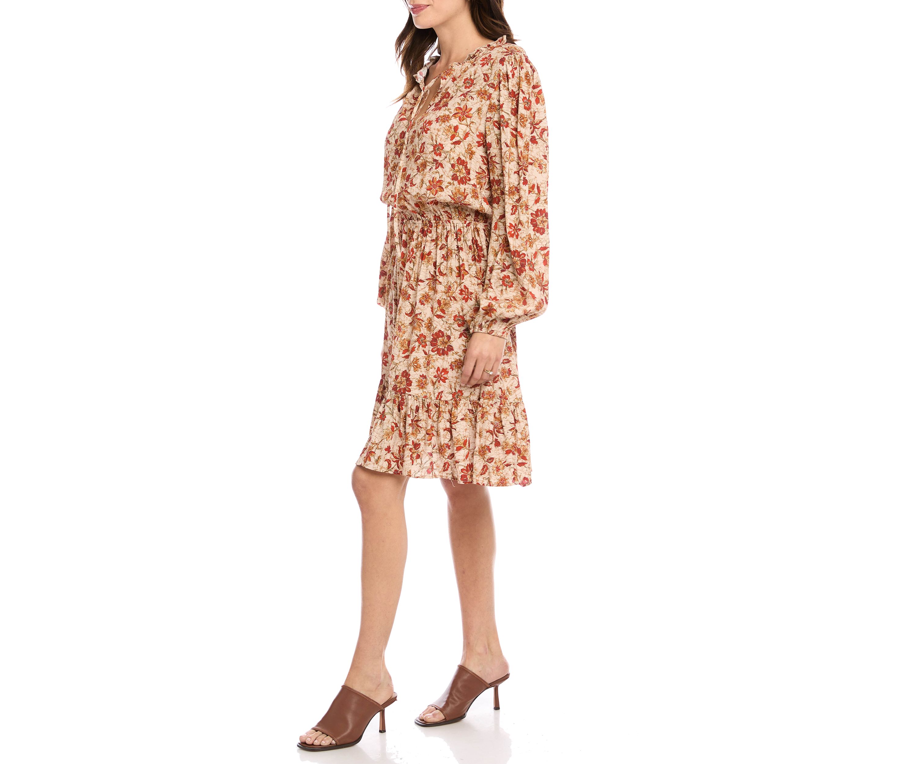 Womens Long Sleeve Tiered Dress