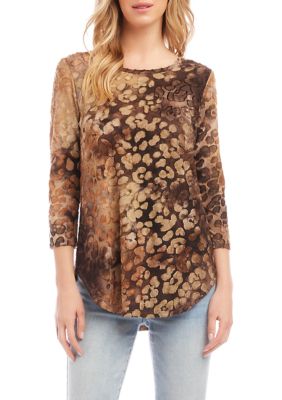 Women's Tie-Dye Burnout Shirttail Top